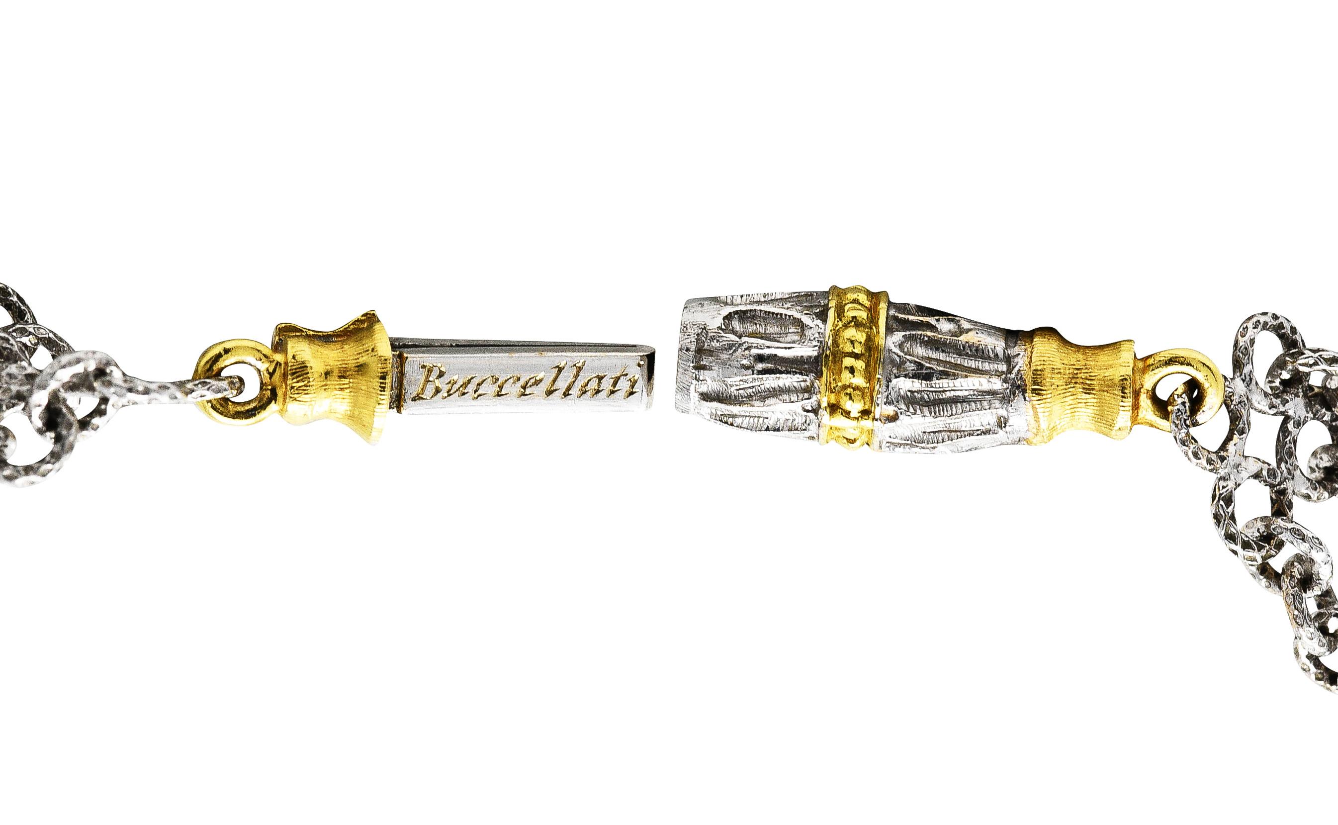 1970er Jahre Buccellati mehrreihige Kette aus 18 Karat zweifarbigem Gold mit Diamanten im Rosenschliff im Angebot 4