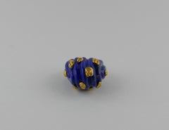 1970s Bucherer Yellow Gold and Lapis Lazuli Ring