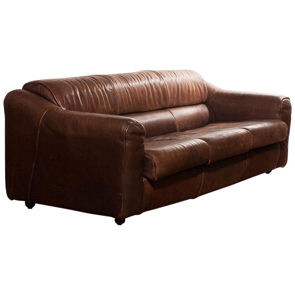 1970s Buffalo Leather Two-Seat Sofa In Good Condition In Silvolde, Gelderland