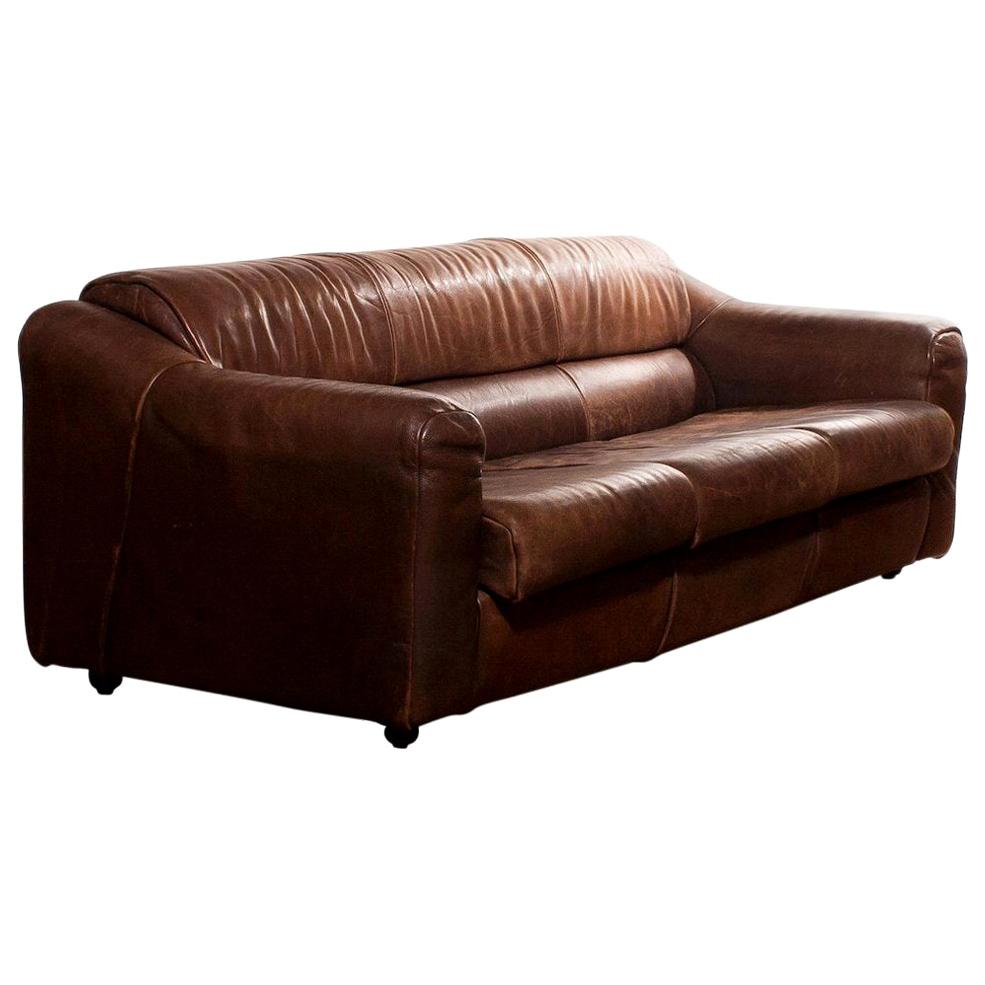 1970s Buffalo Leather Two-Seat Sofa