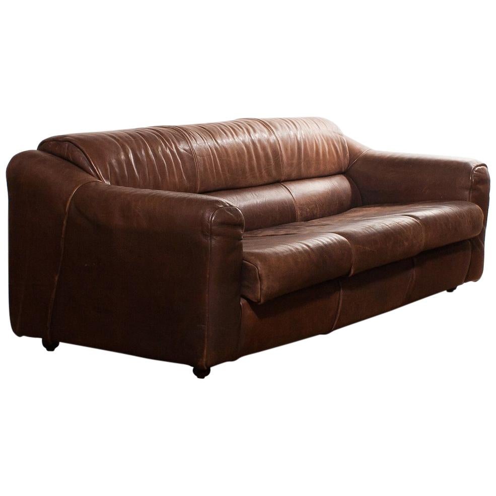 1970s Buffalo Leather Two-Seat Sofa