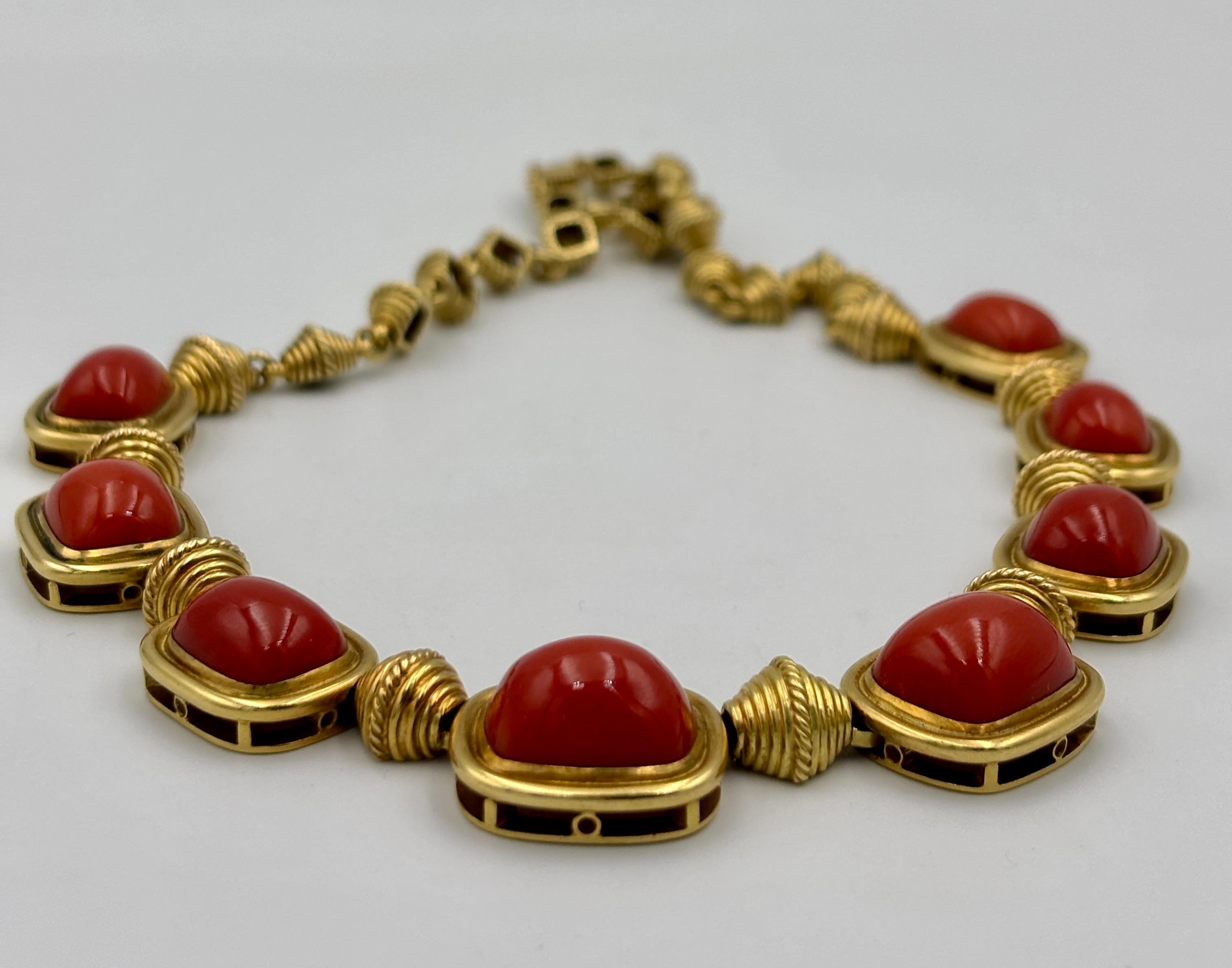 Collana Bulgari anni '70 in oro 18k e corallo in vendita 5