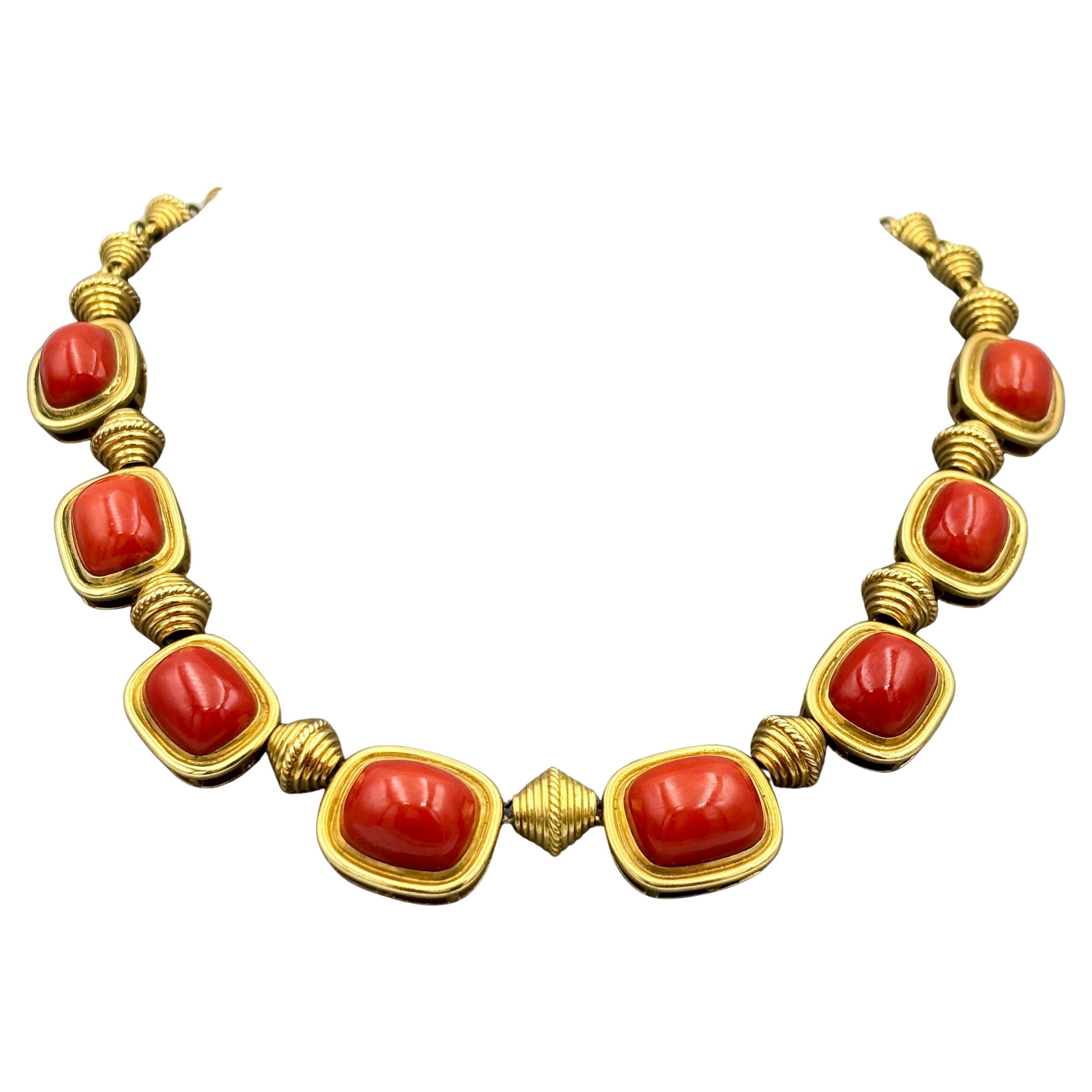 1970s Bulgari 18k gold and coral necklace