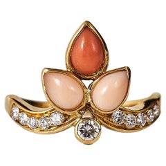 Bague Bulgari en diamant et corail des années 1970