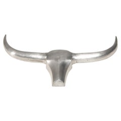 1970s Bull Frieze in Brushed Steel Trophy