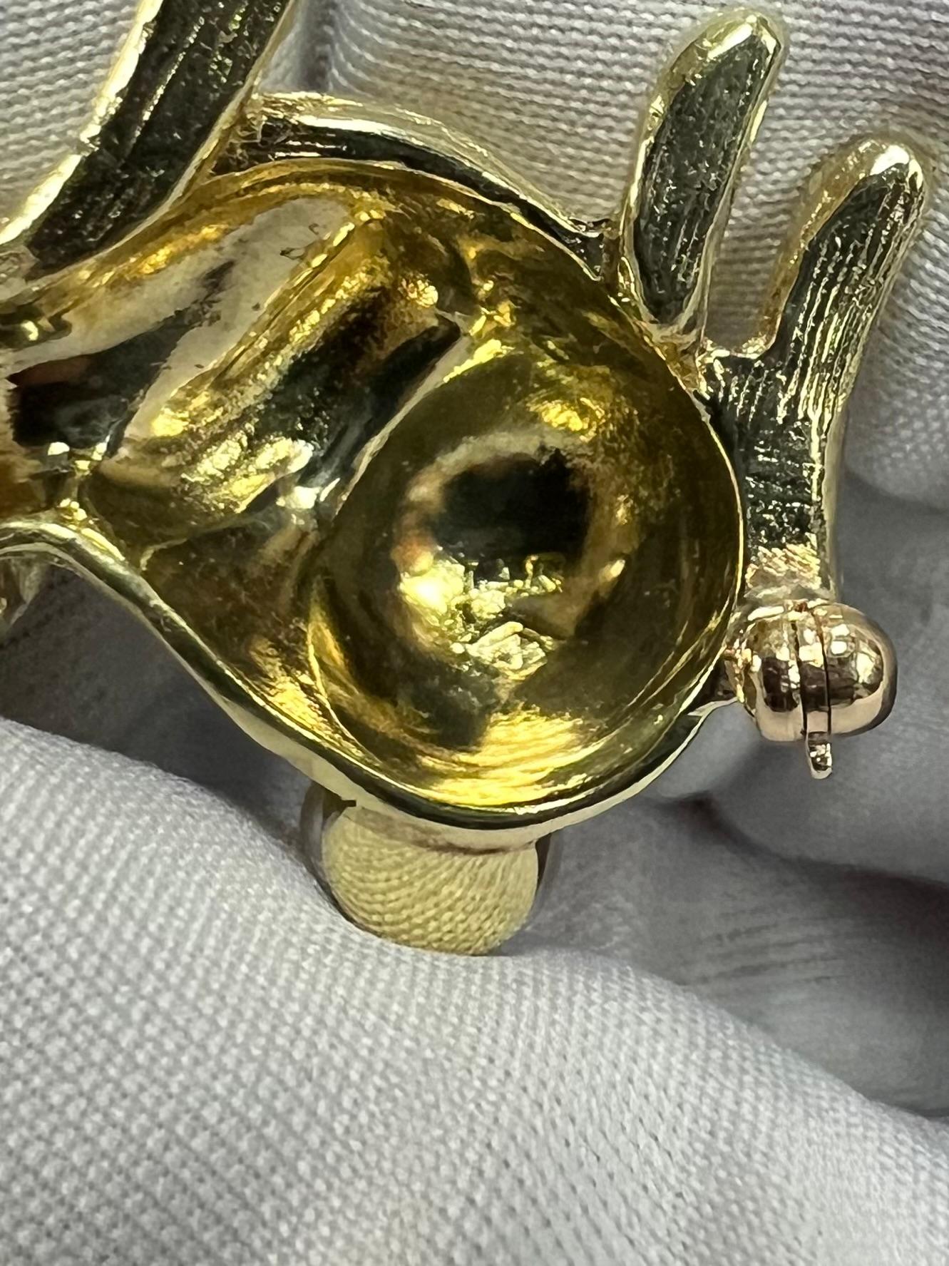 1970s Bunny Rabbit Yellow Gold Brooch For Sale 5