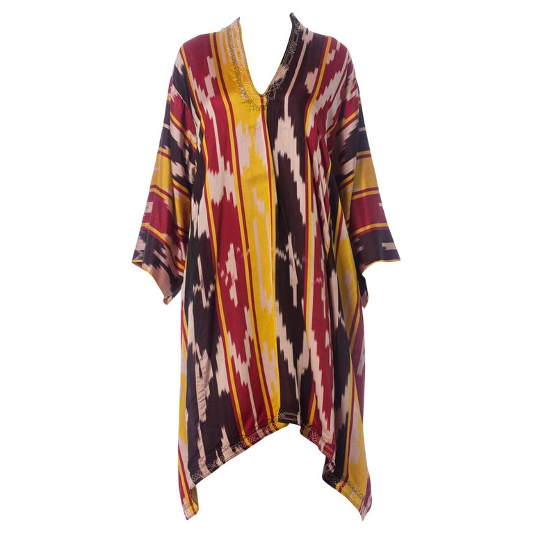 Blue Tribal Ikat Long Sleeve Kaftan