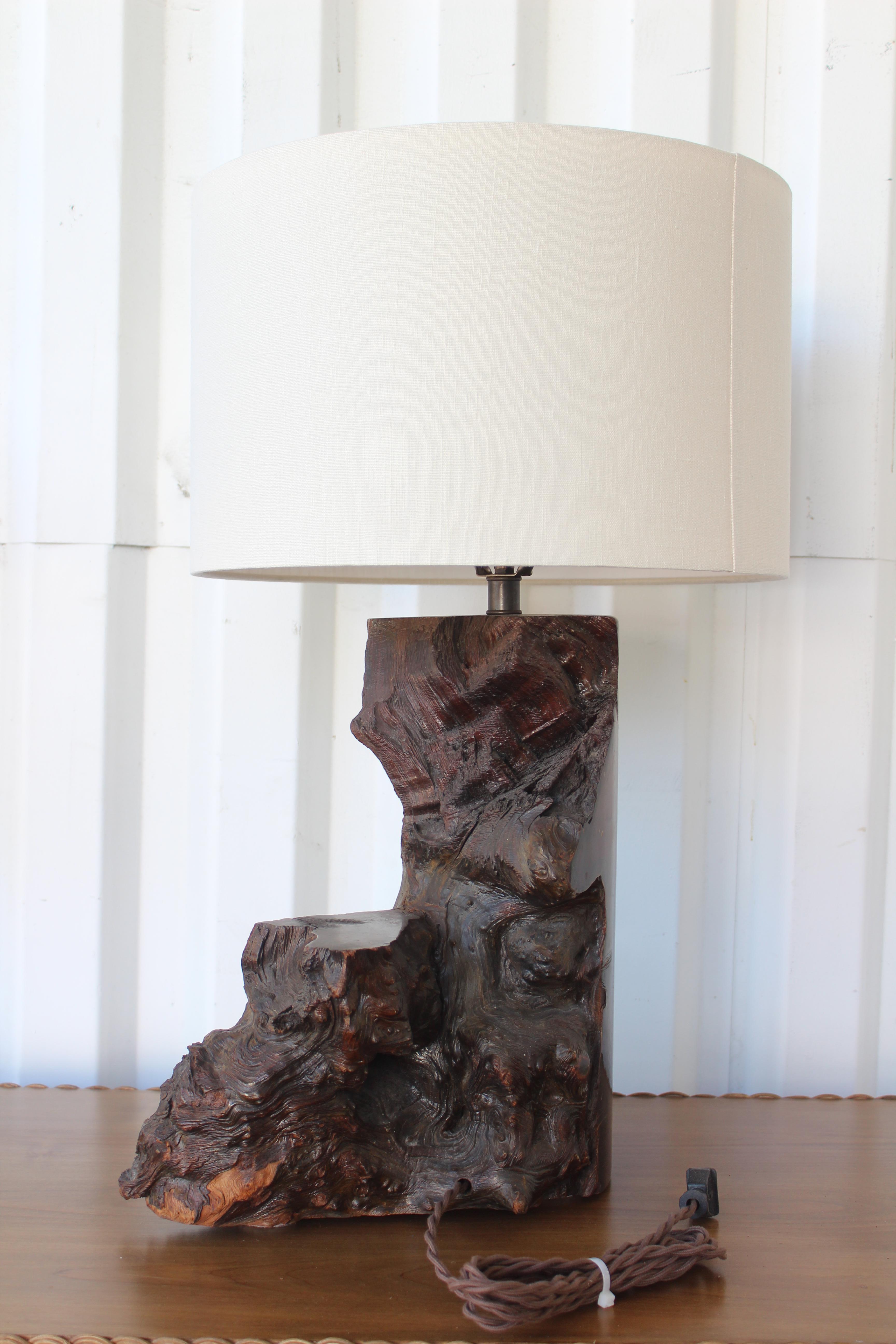 1970s Burl Wood Lamp In Good Condition In Los Angeles, CA