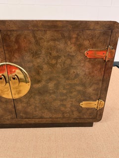 1970’s Burled Console Cabinet From Legendary Mastercraft Furniture