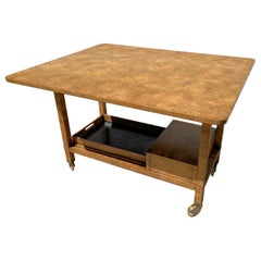 1970’s Burlwood and Brass server/ bar cart by Mastercraft