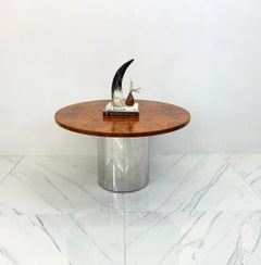 1970's Burlwood and Chrome Dining Table