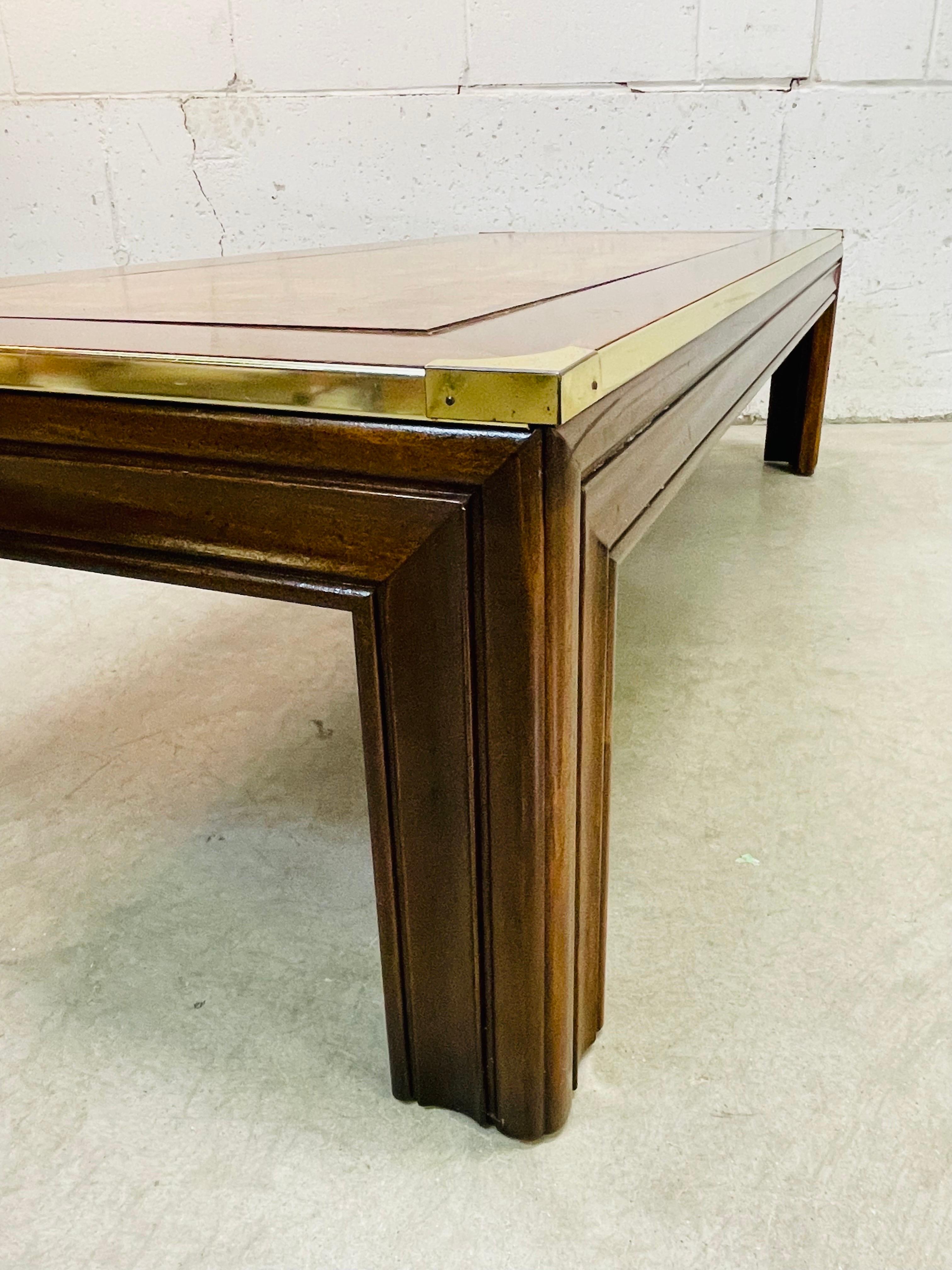 Metal 1970s Burlwood & Brass Coffee Table For Sale