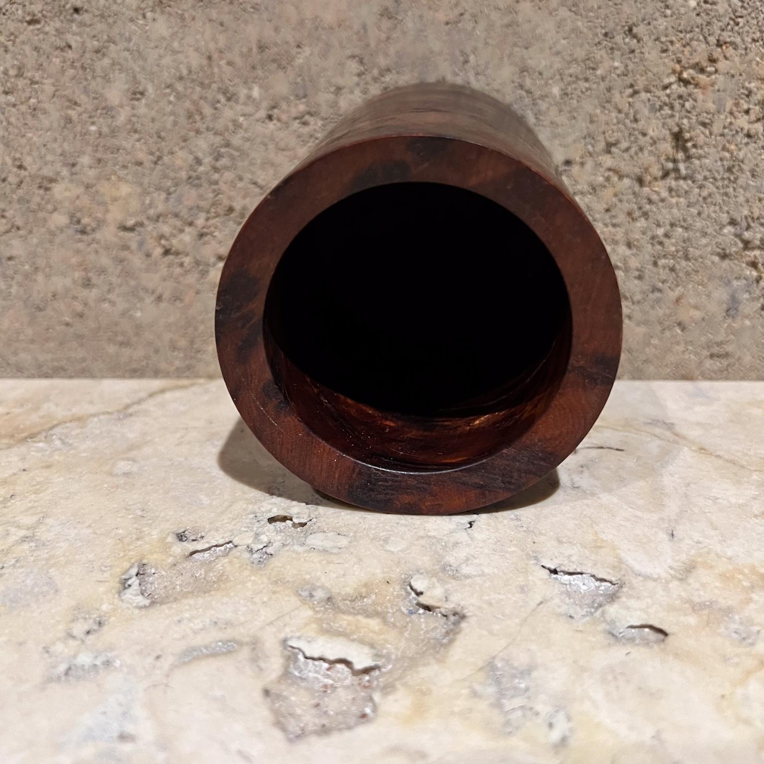 Wood 1970s Burlwood Cup Pen Holder Desk Accessory