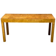 1970s Burlwood Parsons Console Table