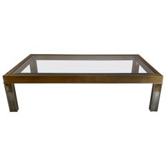 1970s Burnished Brass 
Glass Cocktail Table