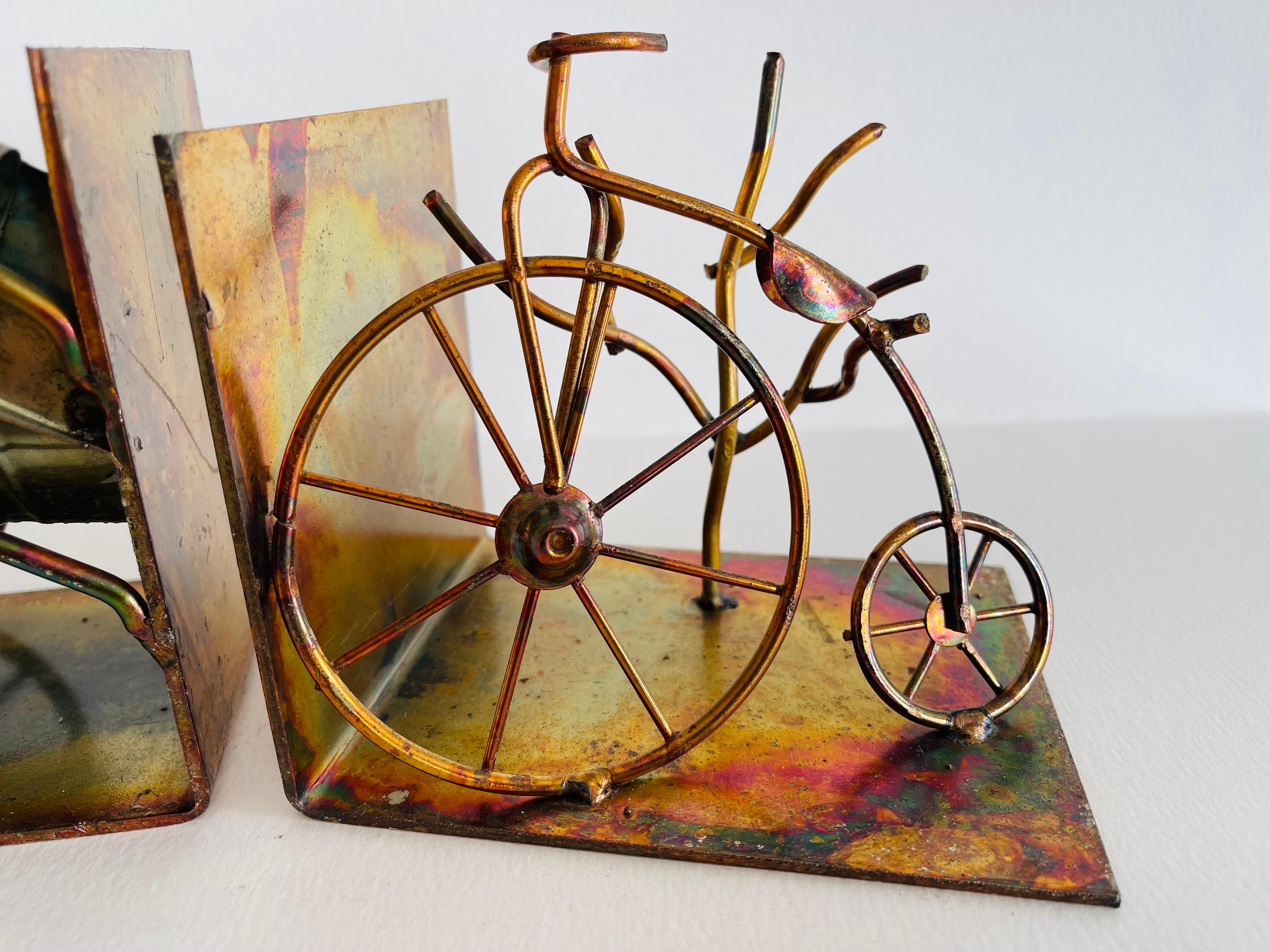Mid-Century Modern 1970s Burnt Metal Bookends, Pair For Sale