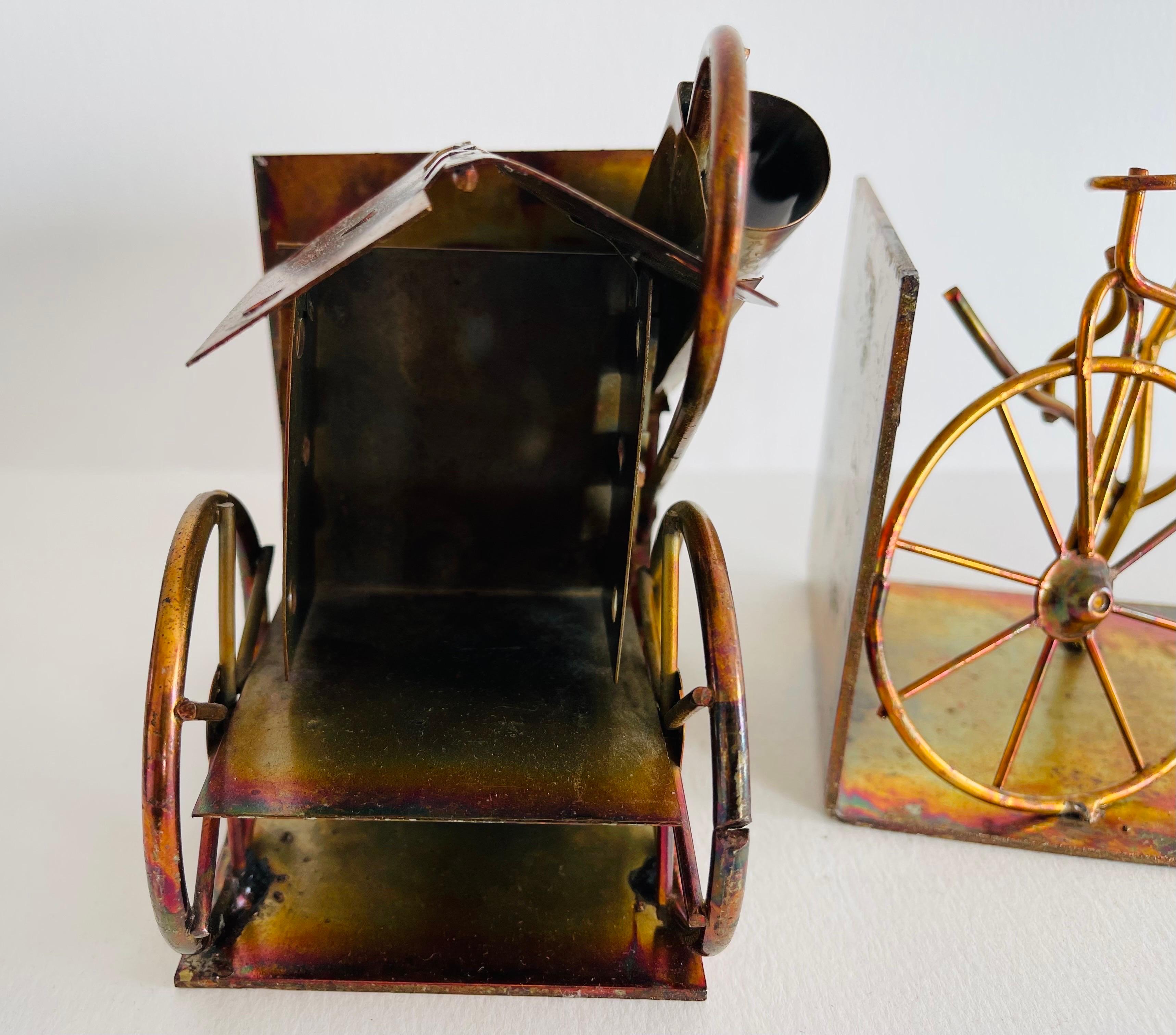 20th Century 1970s Burnt Metal Bookends, Pair For Sale
