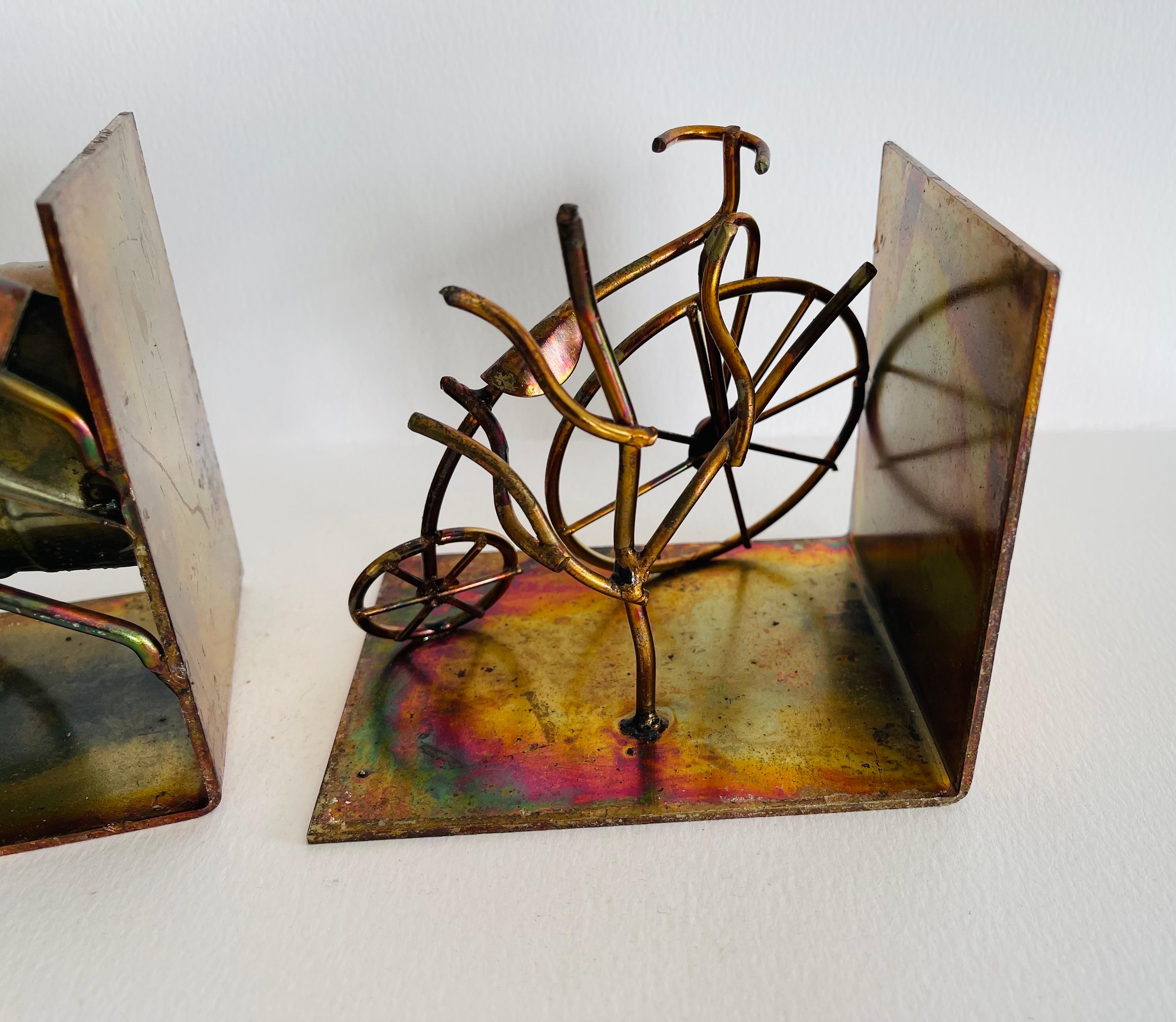 1970s Burnt Metal Bookends, Pair For Sale 1