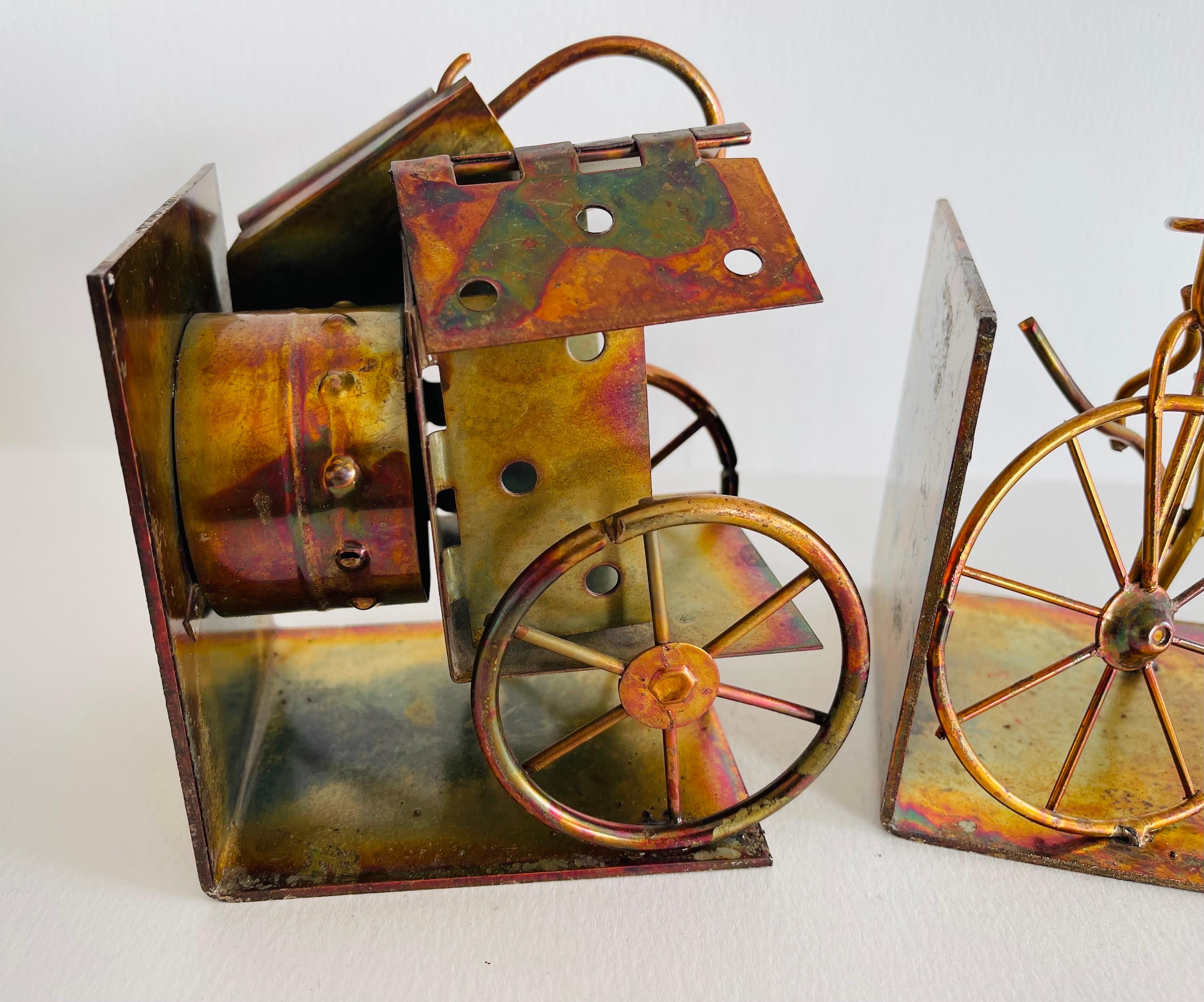 1970s Burnt Metal Bookends, Pair For Sale 2