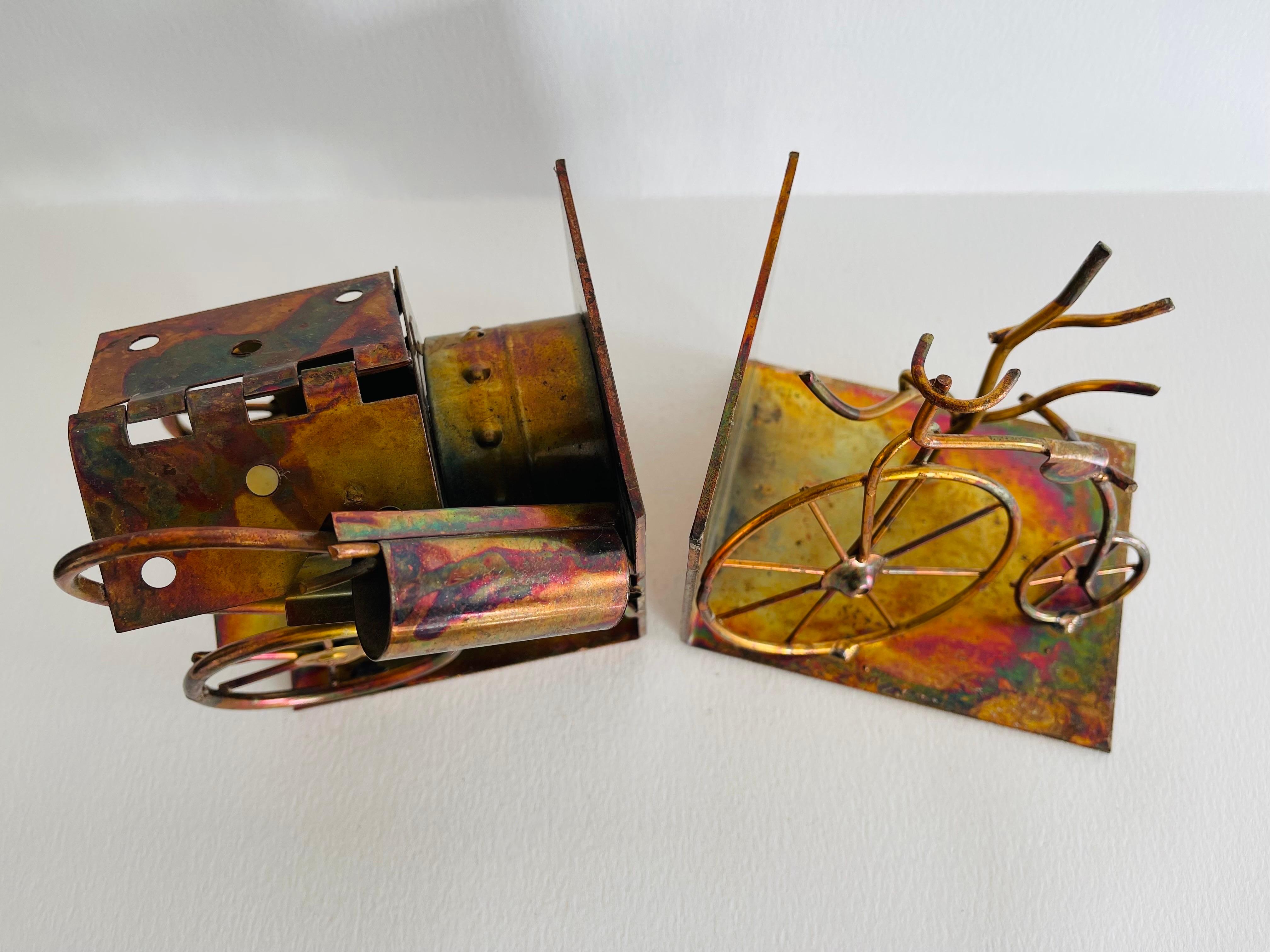 1970s Burnt Metal Bookends, Pair For Sale 4