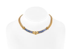 Bvlgari Yellow and Blue Sapphire Heart Necklace and Earrings Set