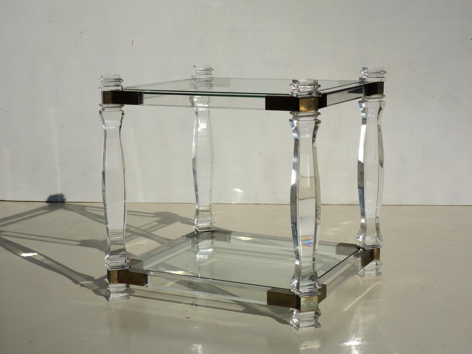 Late 20th Century 1970s by Charles Hollis Jones Hollywood Regency Lucite Design Pair of Tables