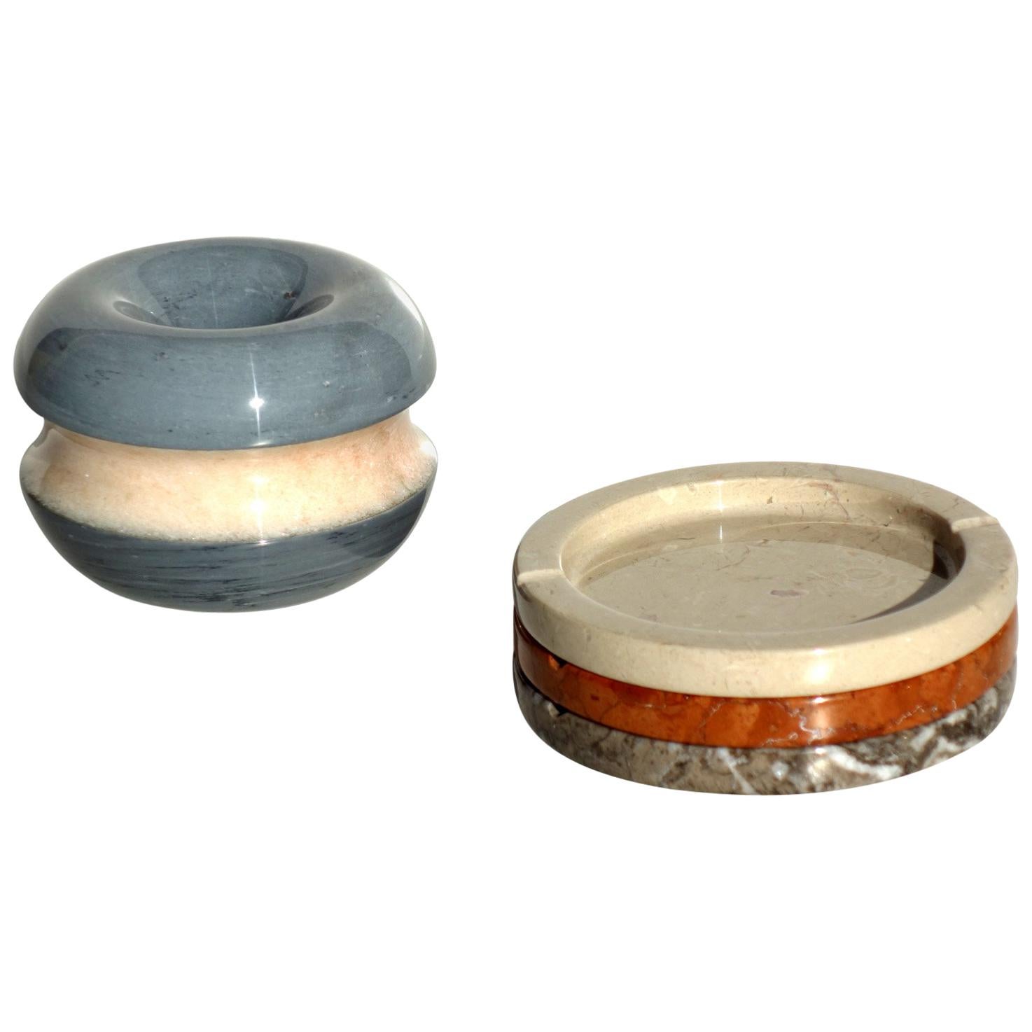 1970s by Massimo Vignelli for Casigliani Marble Smoking Set Ashtray