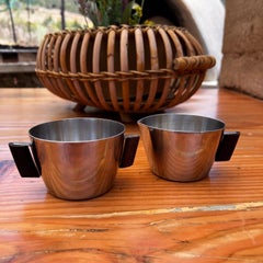 1970s by MCH Stainless Sugar & Creamer Set Exotic Wood Handle Denmark