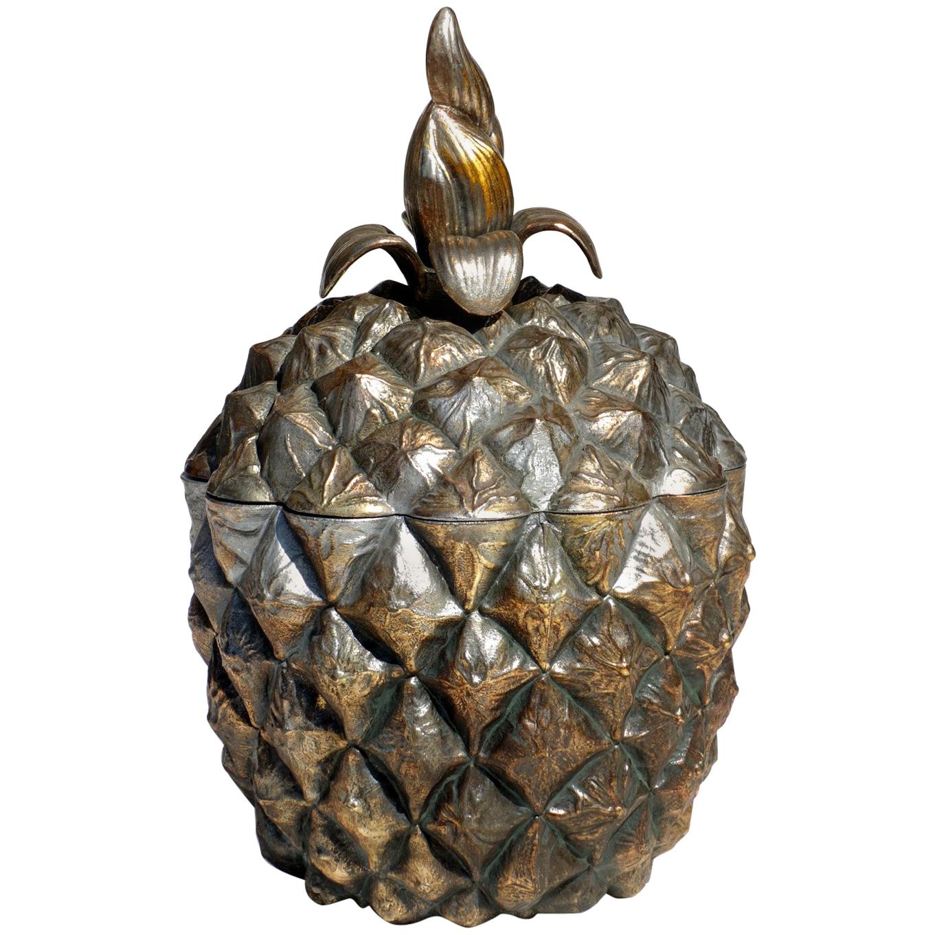 1970s by Roberta Wood Italian Design Metal Pineapple Ice Bucket