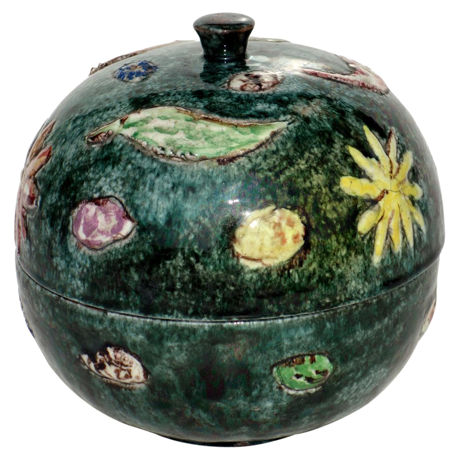 Boîte en céramique de poterie italienne Tassinari Faenza des années 1970