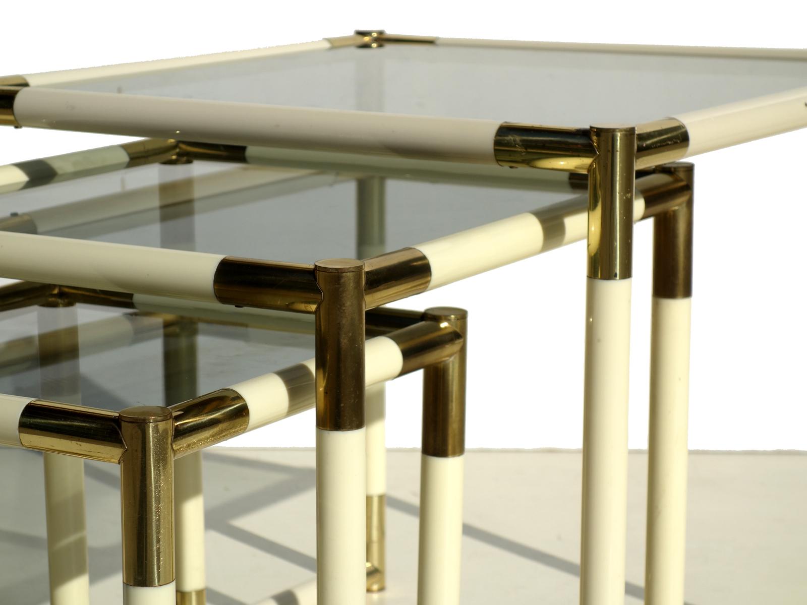 Brass 1970s by Tommaso Barbi Italian Design Nesting Tables