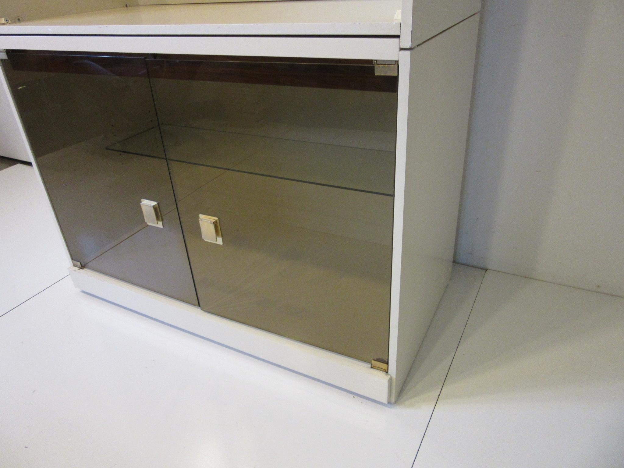 Mid-Century Modern 1970s Cabinet or Bookcase with Glass Doors For Sale