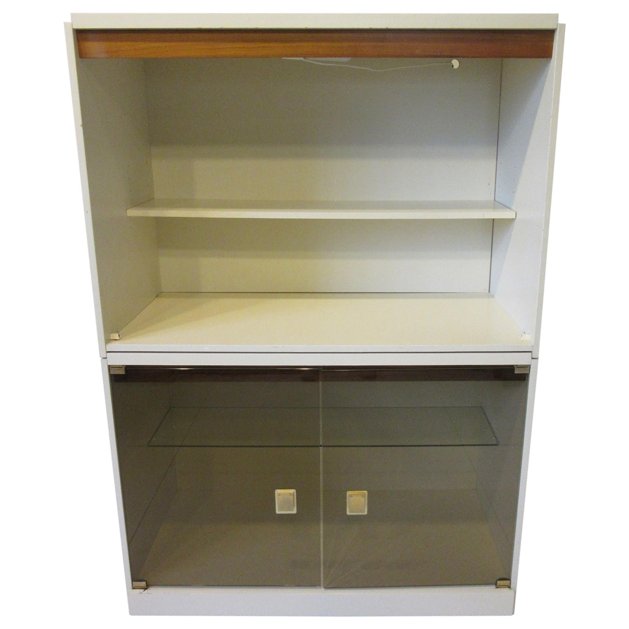 1970s Cabinet or Bookcase with Glass Doors For Sale