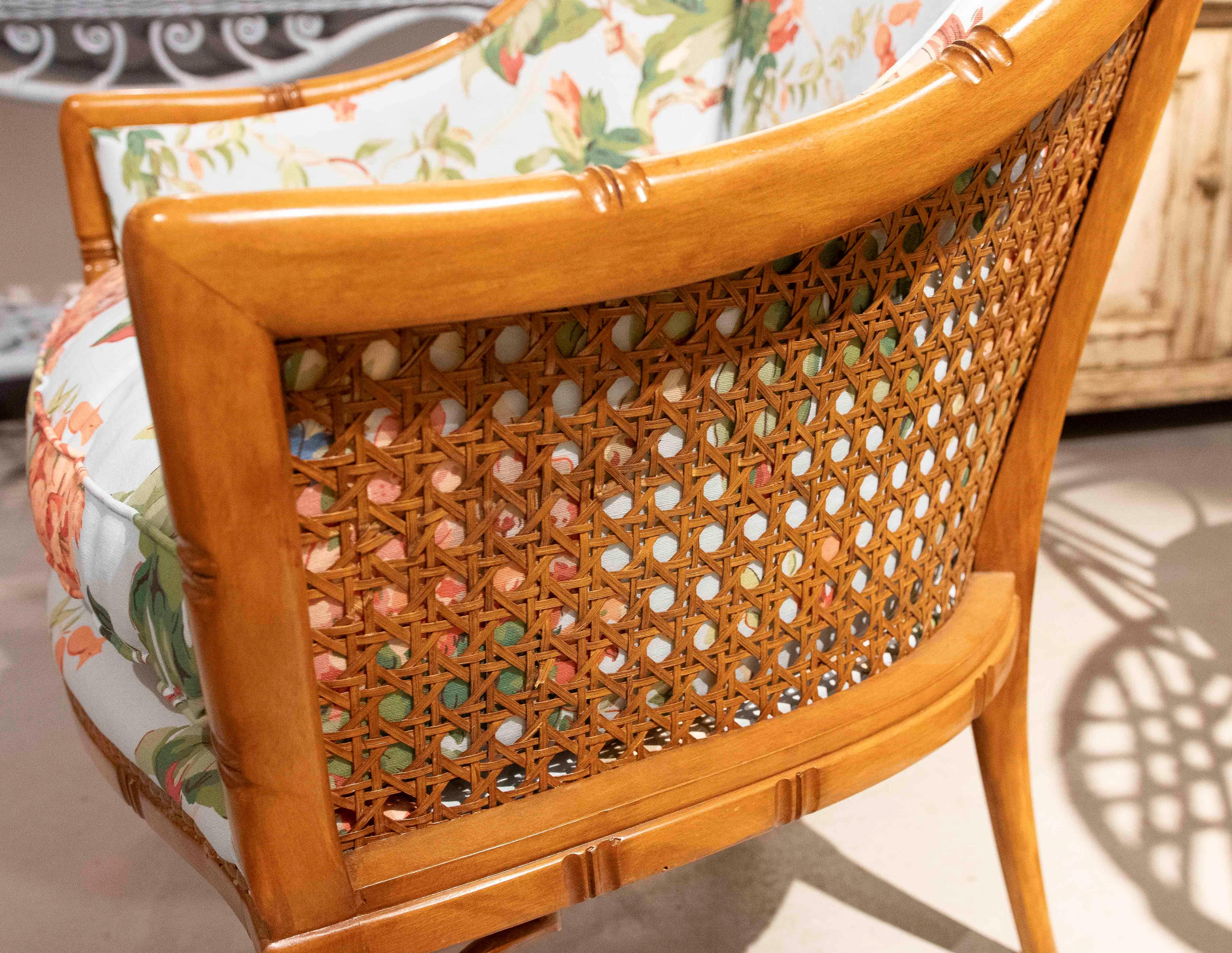 1970s Pair of Upholstered Armchairs with Floral Decoration For Sale 7