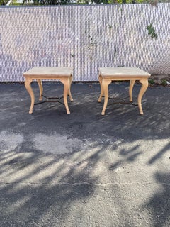 Set de 2 mesas de madera travertino pergamino Cabriolet de los años 70