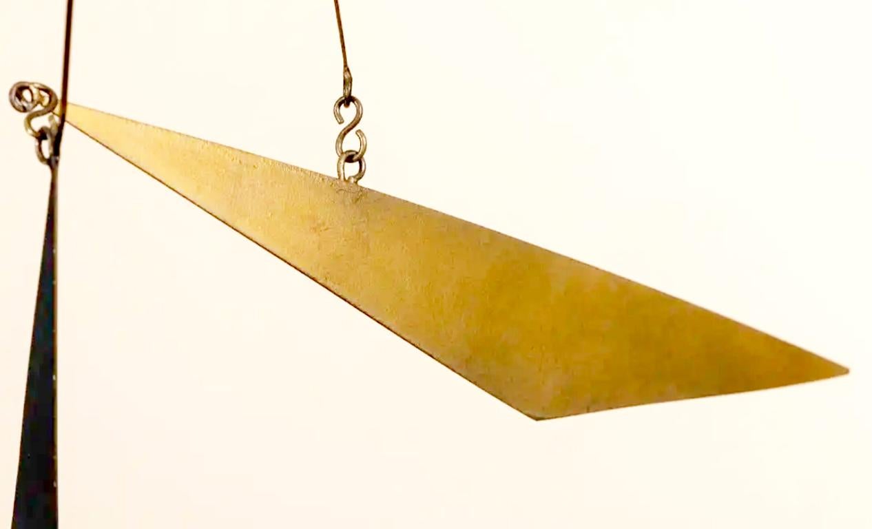 Mid-Century Modern 1970s Black and Gold Metal Hanging Kinetic Mobile