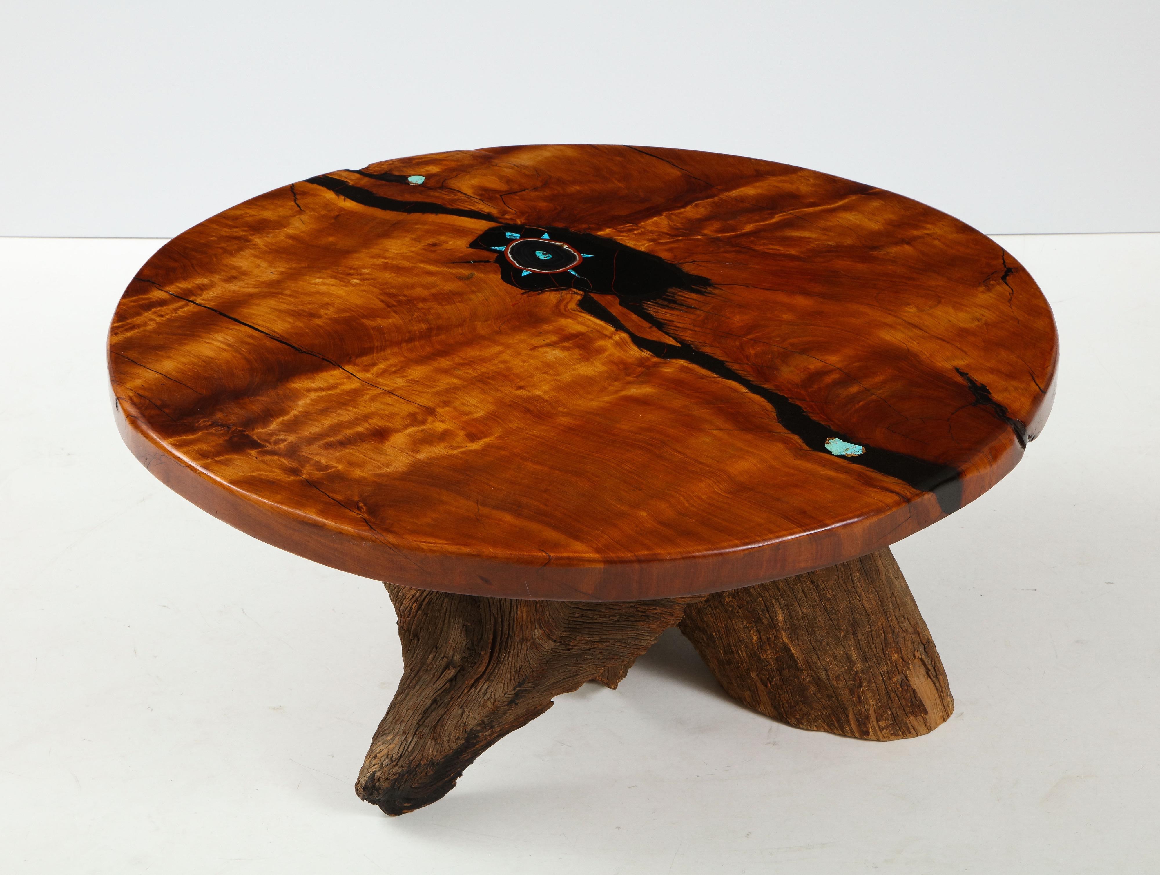 1970s California Craftman Inlaid Coffee Table For Sale 3