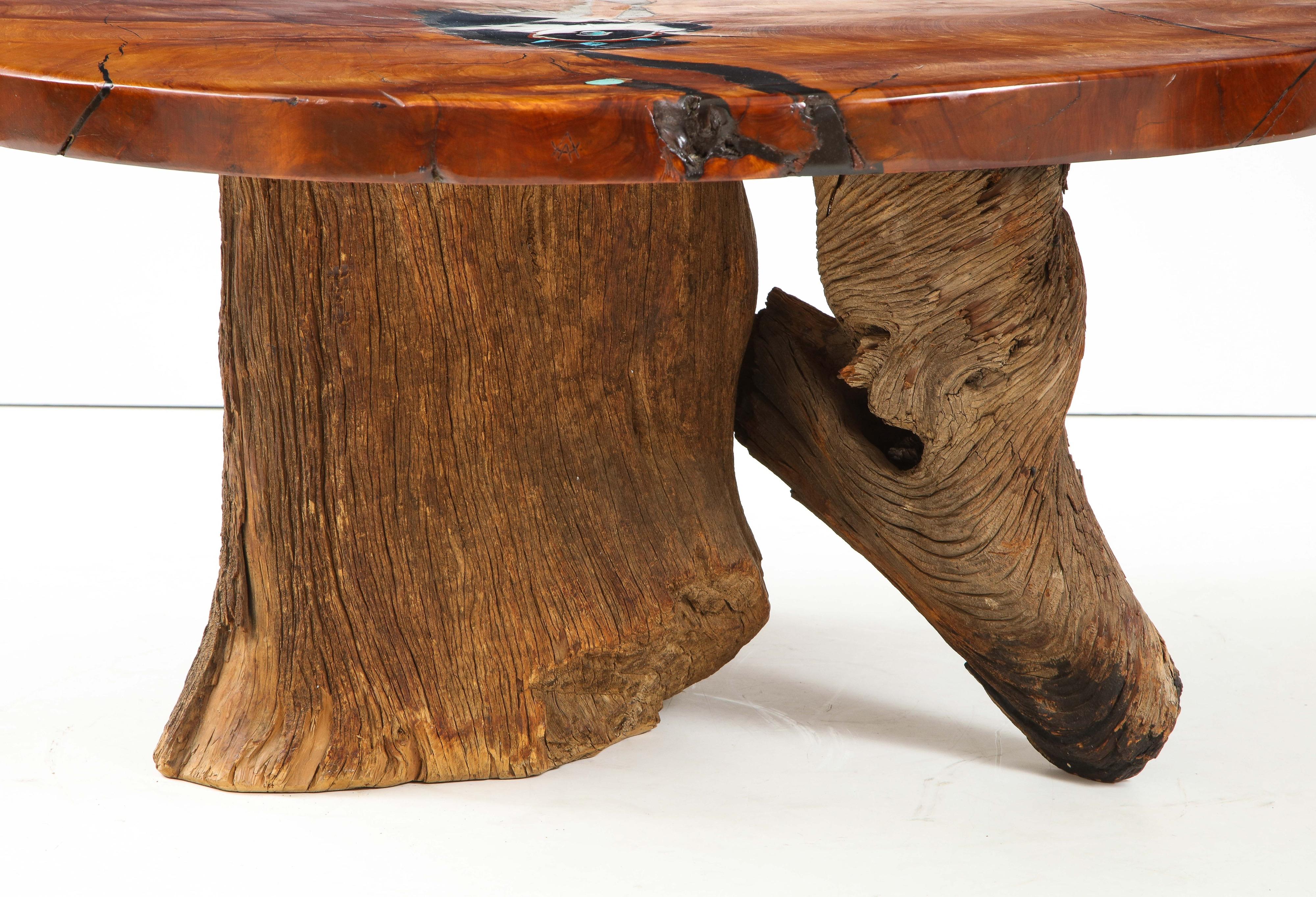 Table basse incrustée California Craftman des années 1970 Bon état - En vente à New York, NY