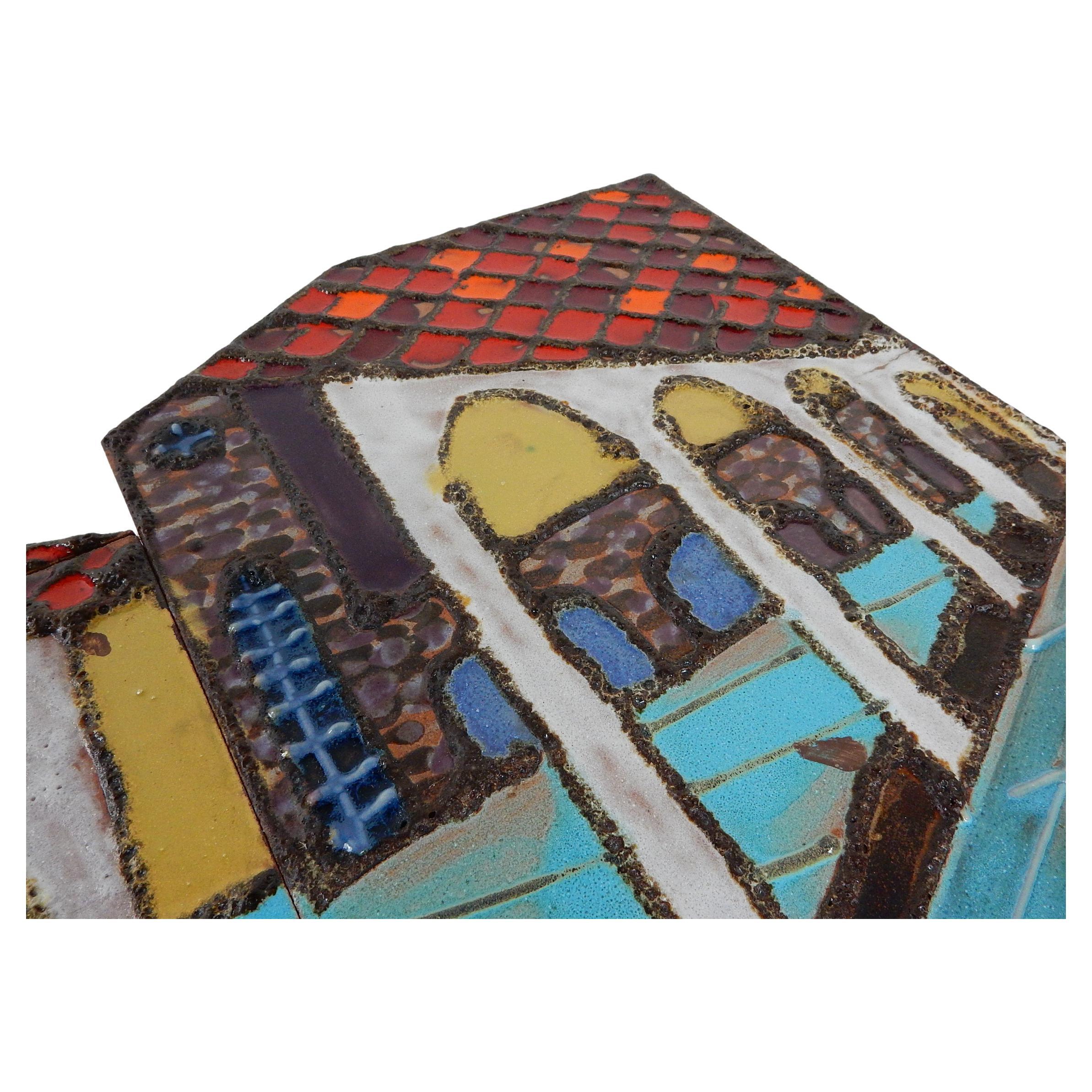 1970s California Mission Architectural Ceramic Tile Wall Art Sculpture In Good Condition For Sale In Las Vegas, NV