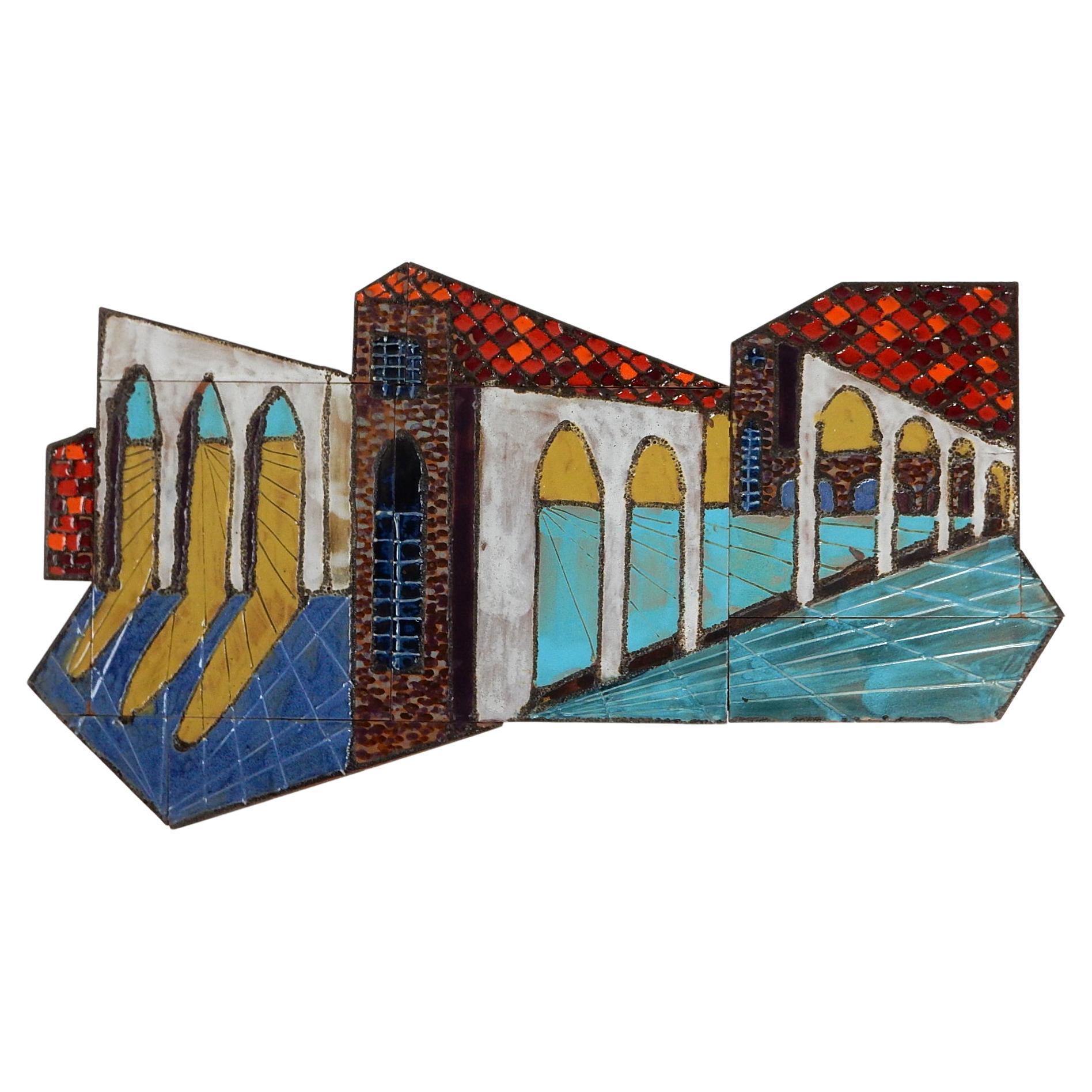 Architektonische Keramikfliesen-Wandskulptur der kalifornischen Mission aus den 1970er Jahren im Angebot 2