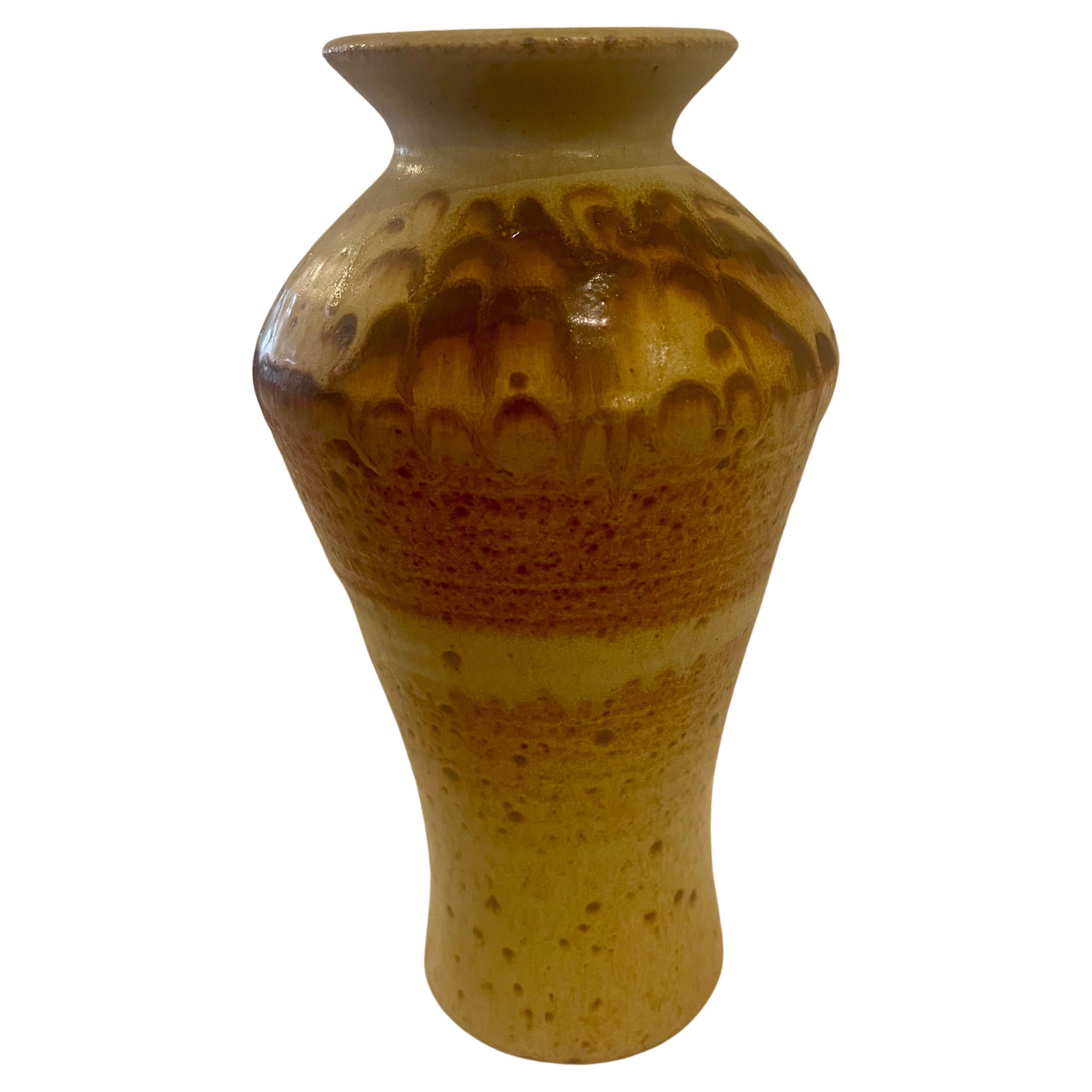 American 1970's California Pottery Flower Vase Glazed For Sale