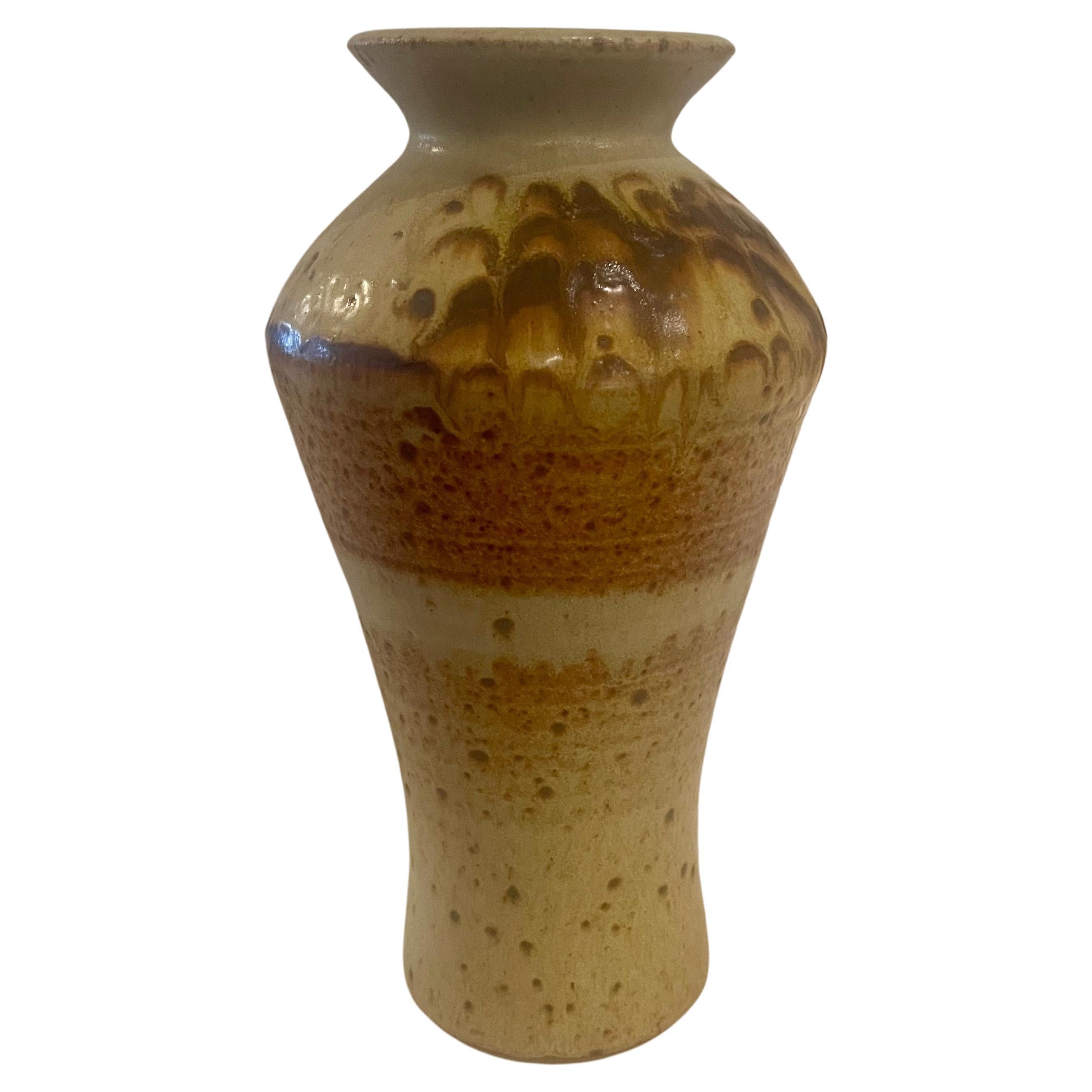 1970's California Pottery Flower Vase Glazed For Sale