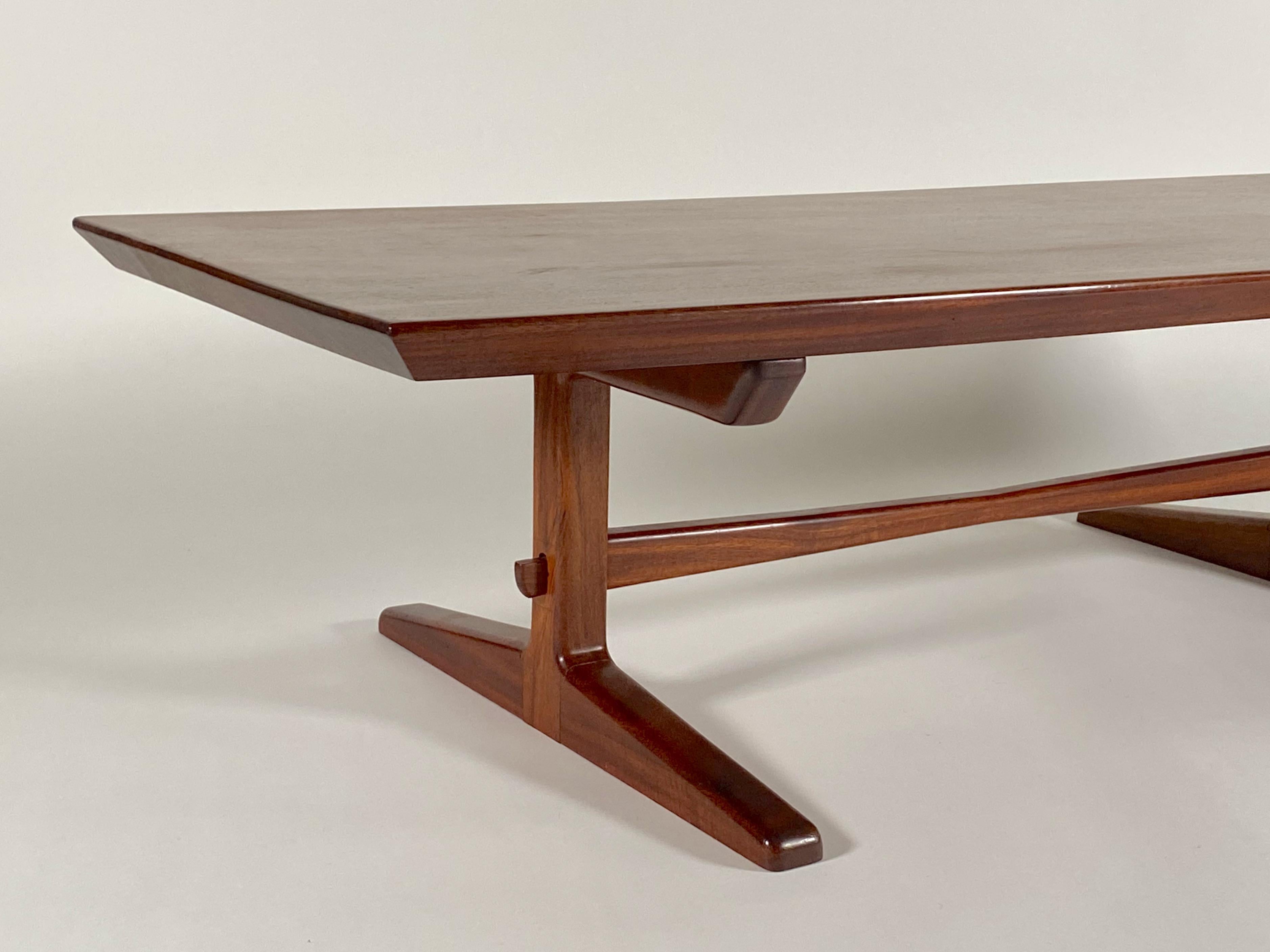 1970s California Studio Craft Made Solid Mahogany Coffee Table Nakashima Style 4