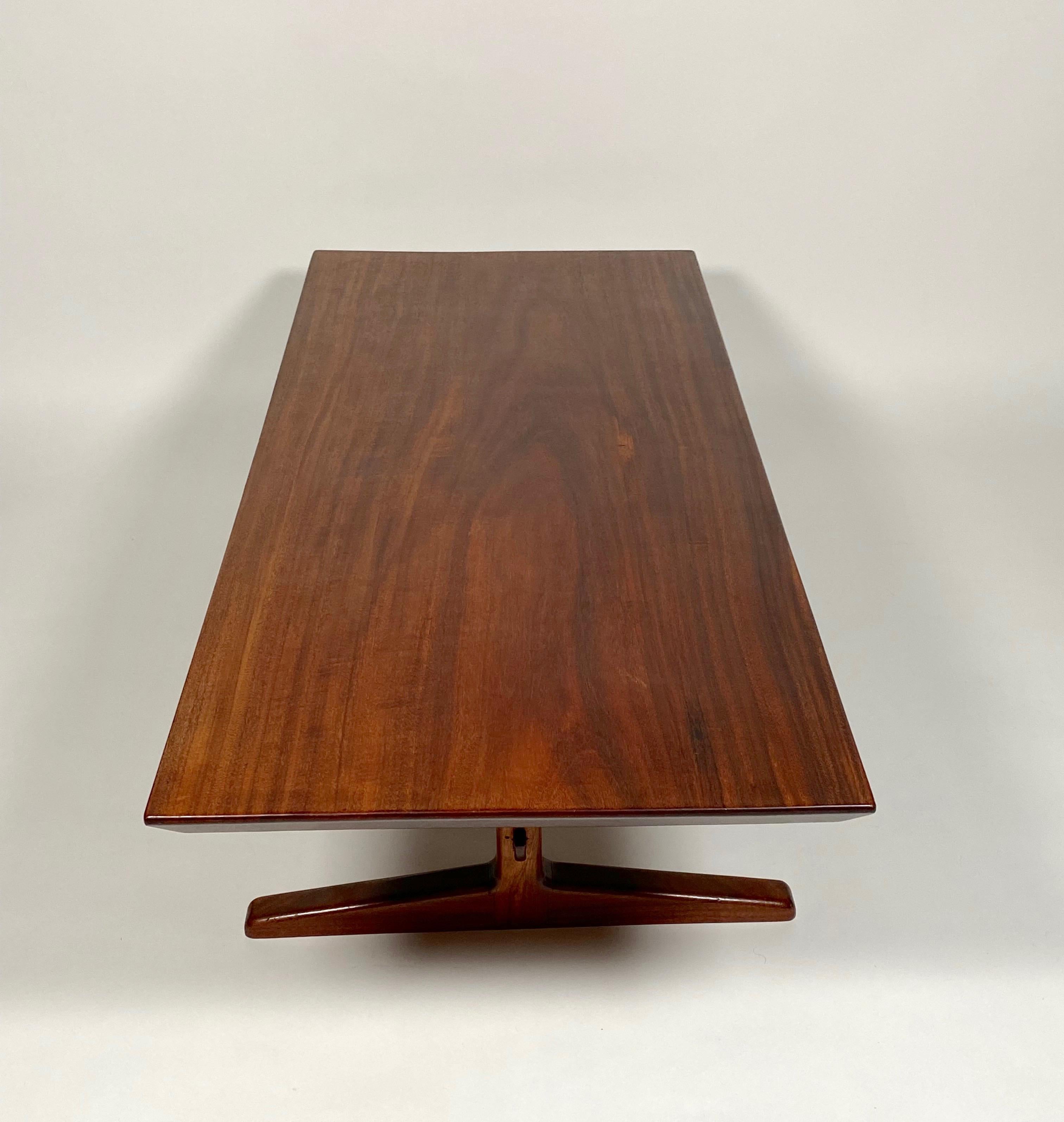 Late 20th Century 1970s California Studio Craft Made Solid Mahogany Coffee Table Nakashima Style