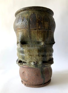 1970s California Studio Stoneware Pottery Large Scale Vase