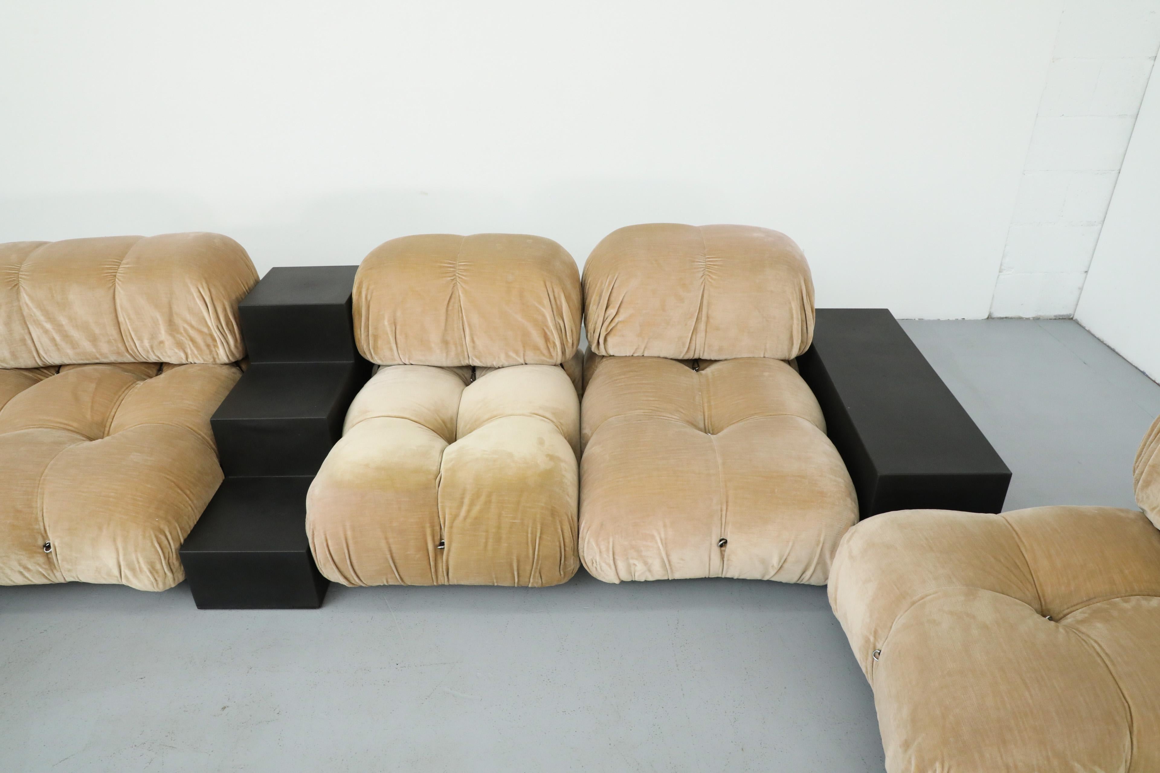 1970s 'Camaleonda' C&B Italia Seven Piece Beige Velvet Sofa Set by Mario Bellini 4