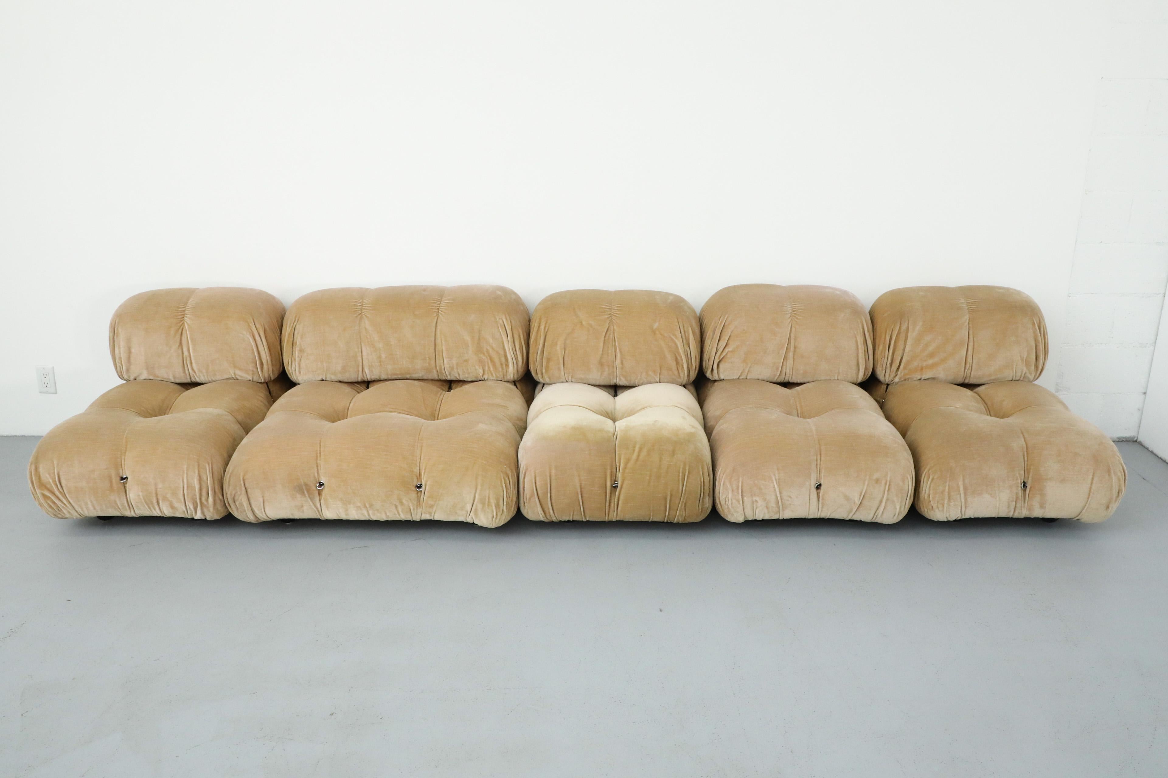 1970s 'Camaleonda' C&B Italia Seven Piece Beige Velvet Sofa Set by Mario Bellini 6