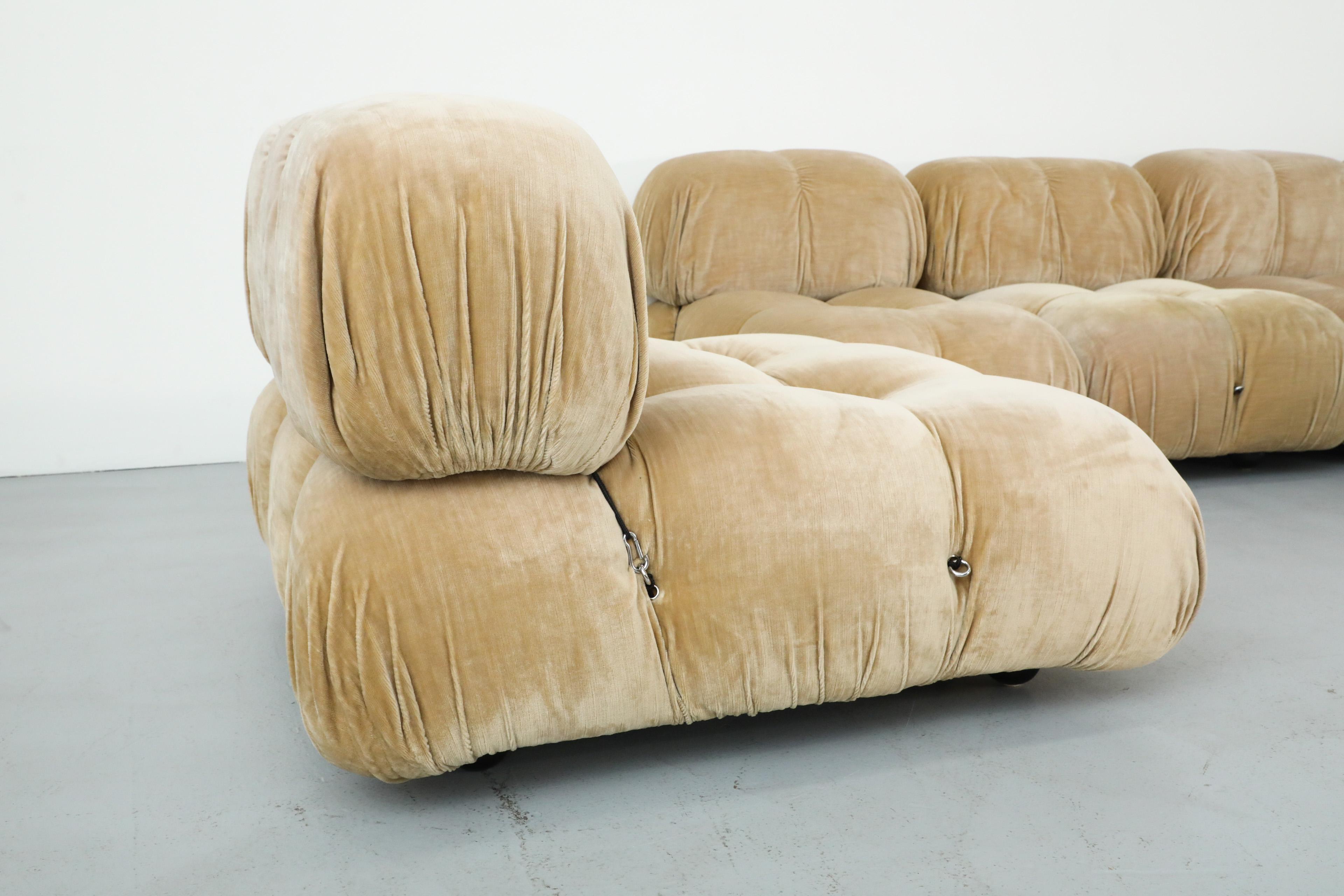 1970s 'Camaleonda' C&B Italia Seven Piece Beige Velvet Sofa Set by Mario Bellini 8