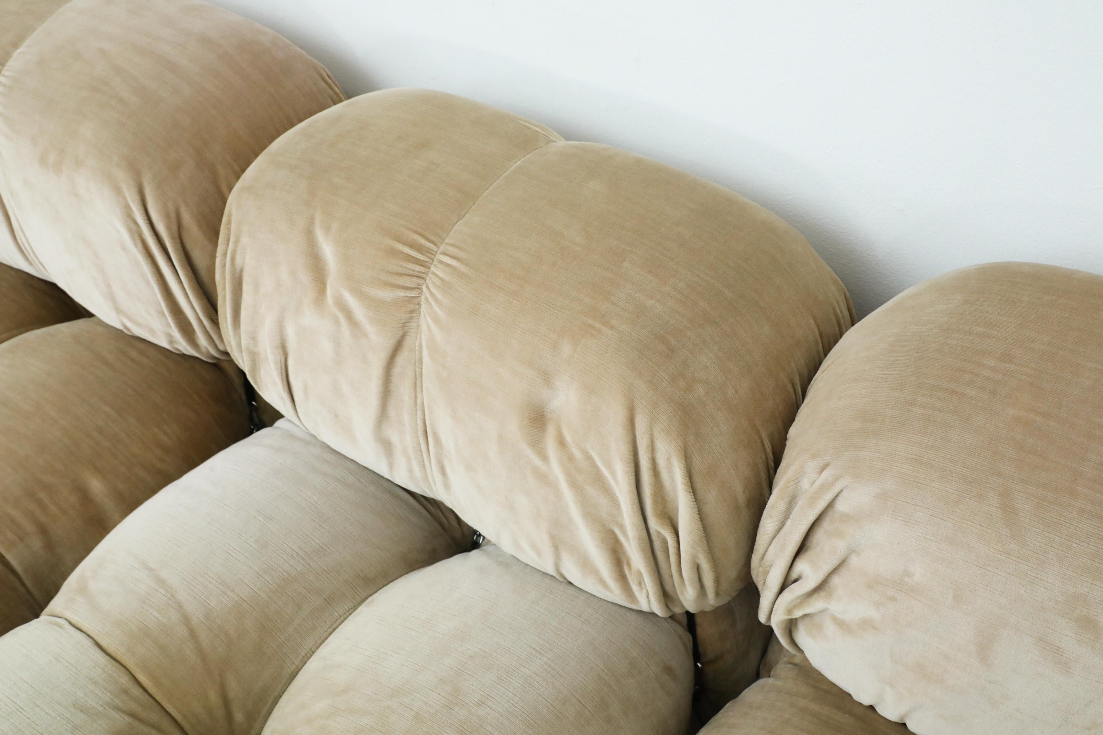 1970s 'Camaleonda' C&B Italia Seven Piece Beige Velvet Sofa Set by Mario Bellini 10