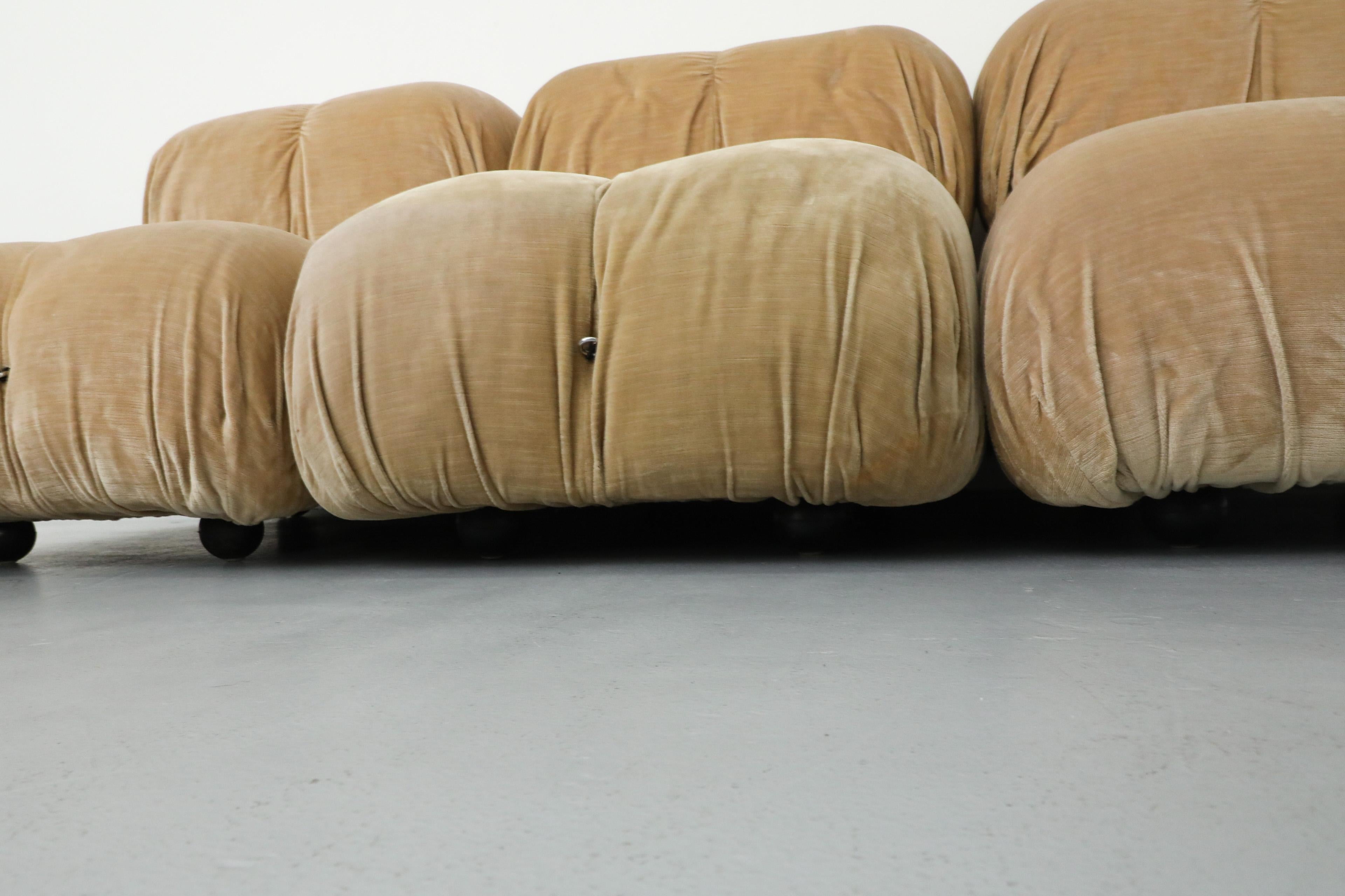 1970s 'Camaleonda' C&B Italia Seven Piece Beige Velvet Sofa Set by Mario Bellini 12